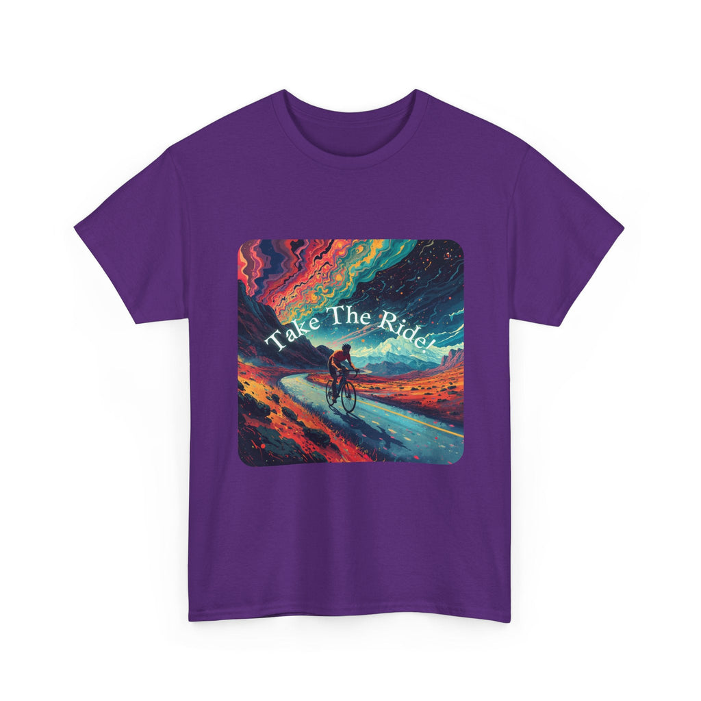 Take The Ride bicycle sunset design Tee | cycling shirt, adventure graphic - Erudition Designs