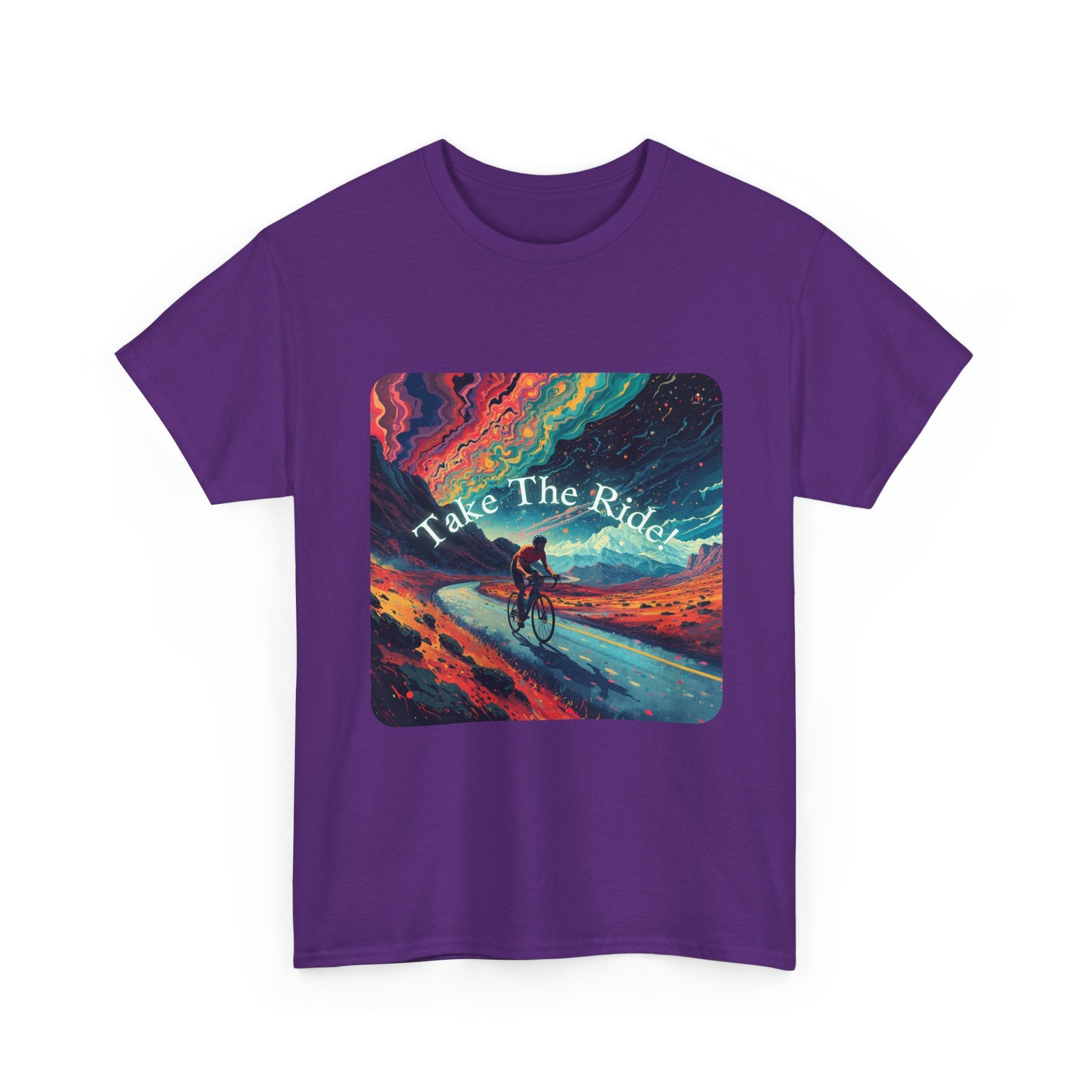 Take The Ride bicycle sunset design Tee | cycling shirt, adventure graphic - Erudition Designs