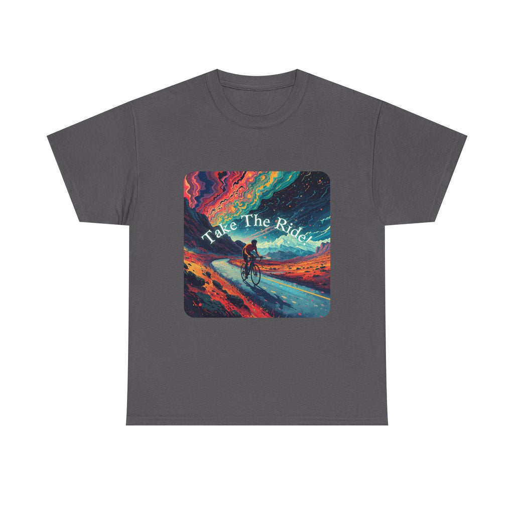 Take The Ride bicycle sunset design Tee | cycling shirt, adventure graphic - Erudition Designs