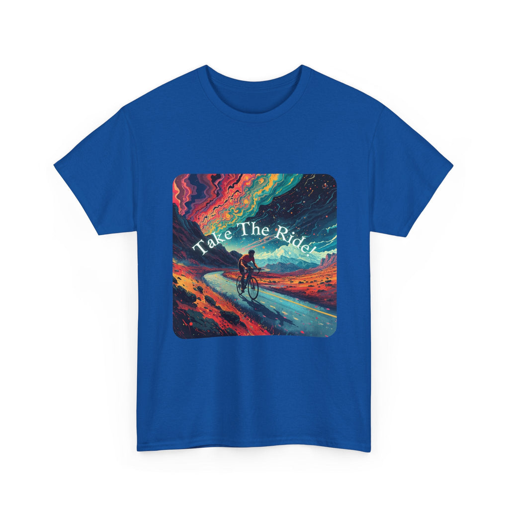 Take The Ride bicycle sunset design Tee | cycling shirt, adventure graphic - Erudition Designs