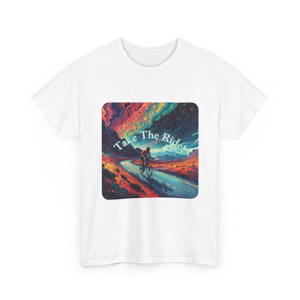 Take The Ride bicycle sunset design Tee | cycling shirt, adventure graphic - Erudition Designs