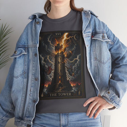 Tarot The Tower T-Shirt — Gothic Lightning Tarot Card Tee - Erudition Designs
