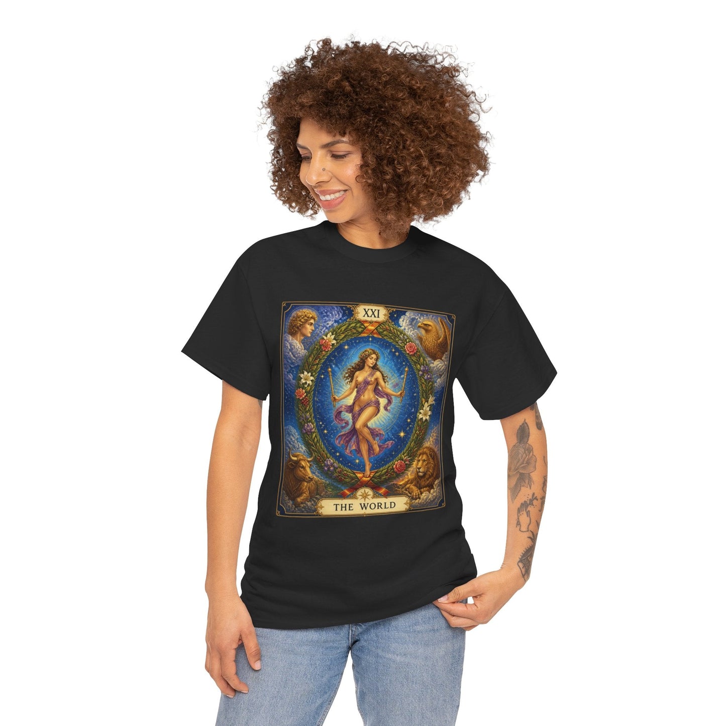 Tarot "The World" T-Shirt — Vintage Major Arcana Card Tee - T-Shirt - Printify