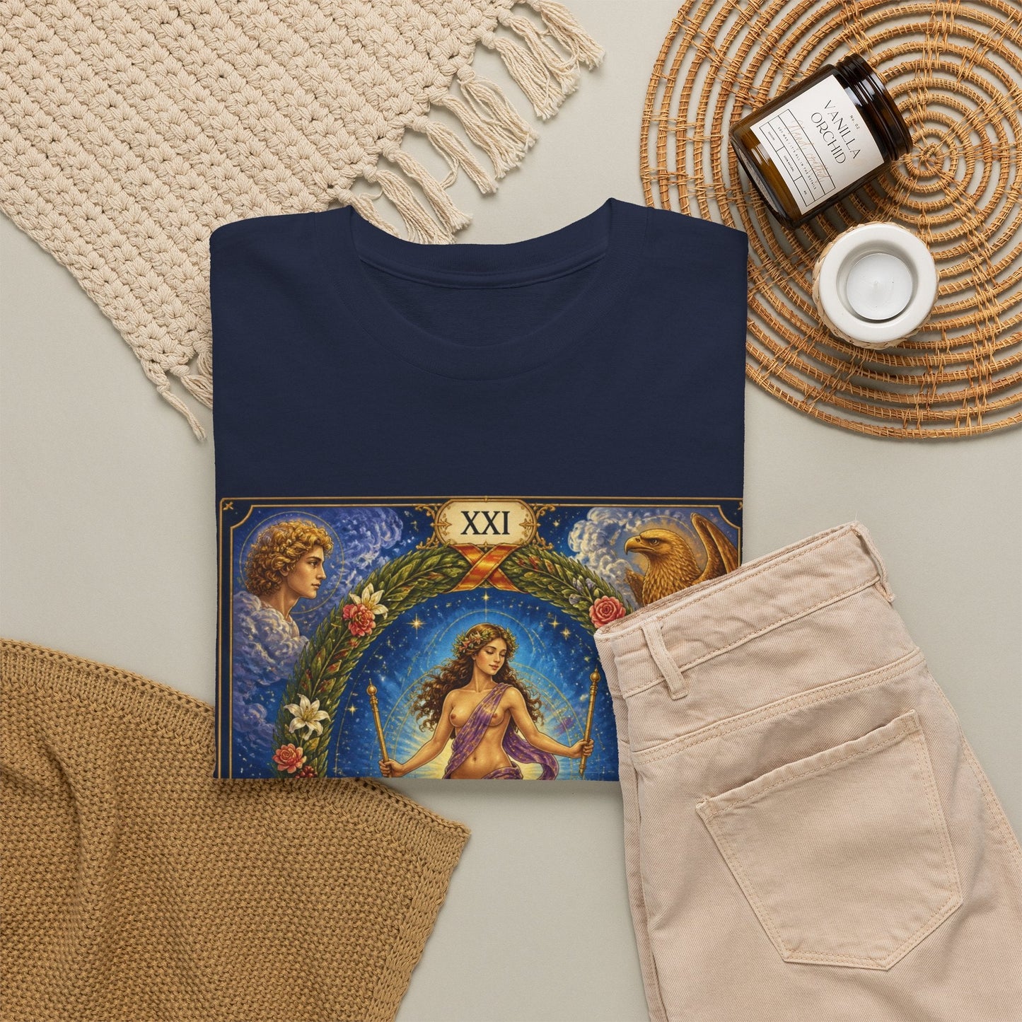 Tarot "The World" T-Shirt — Vintage Major Arcana Card Tee - T-Shirt - Printify