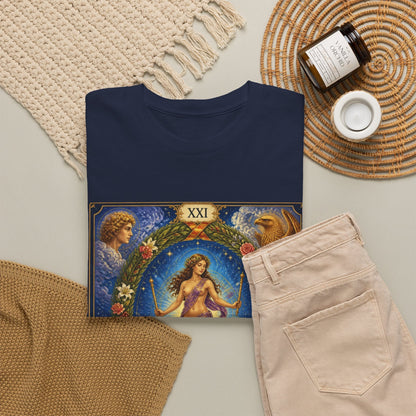 Tarot "The World" T-Shirt — Vintage Major Arcana Card Tee - T-Shirt - Printify