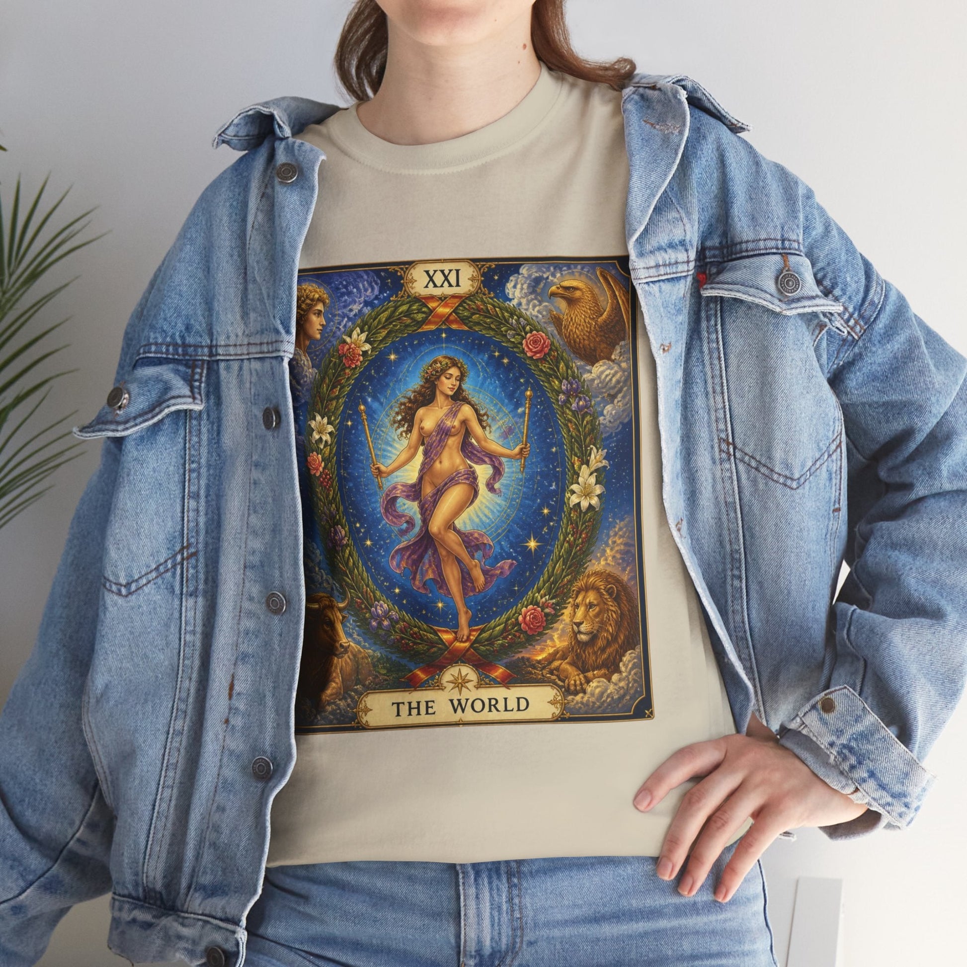 Tarot "The World" T-Shirt — Vintage Major Arcana Card Tee - T-Shirt - Printify