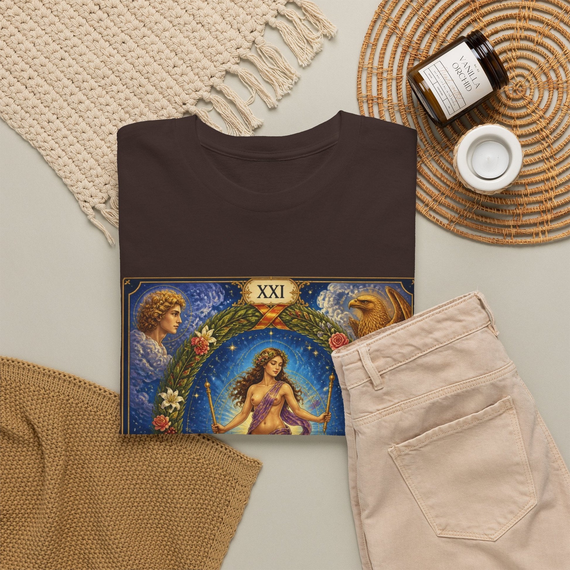 Tarot "The World" T-Shirt — Vintage Major Arcana Card Tee - T-Shirt - Printify
