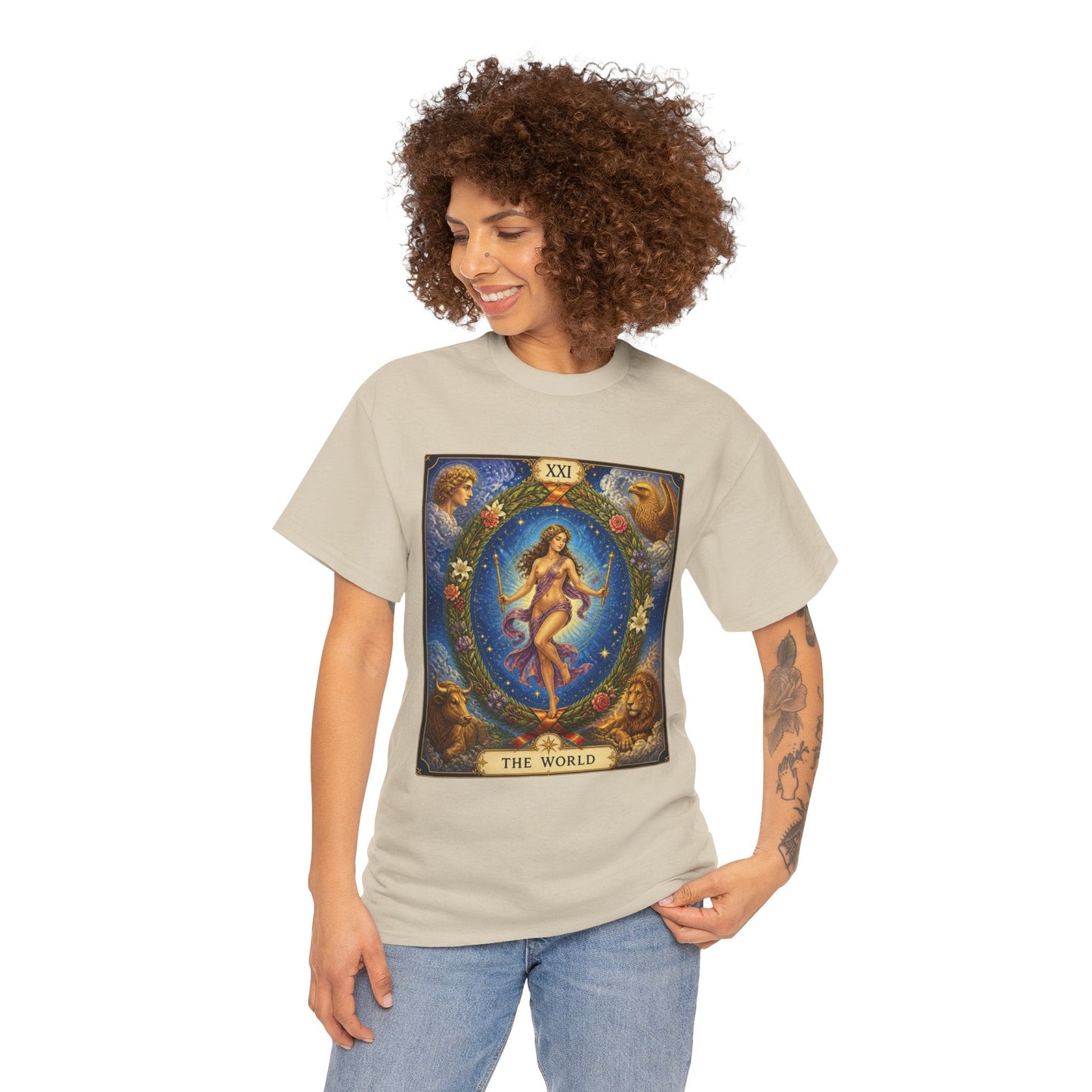 Tarot "The World" T-Shirt — Vintage Major Arcana Card Tee - T-Shirt - Printify