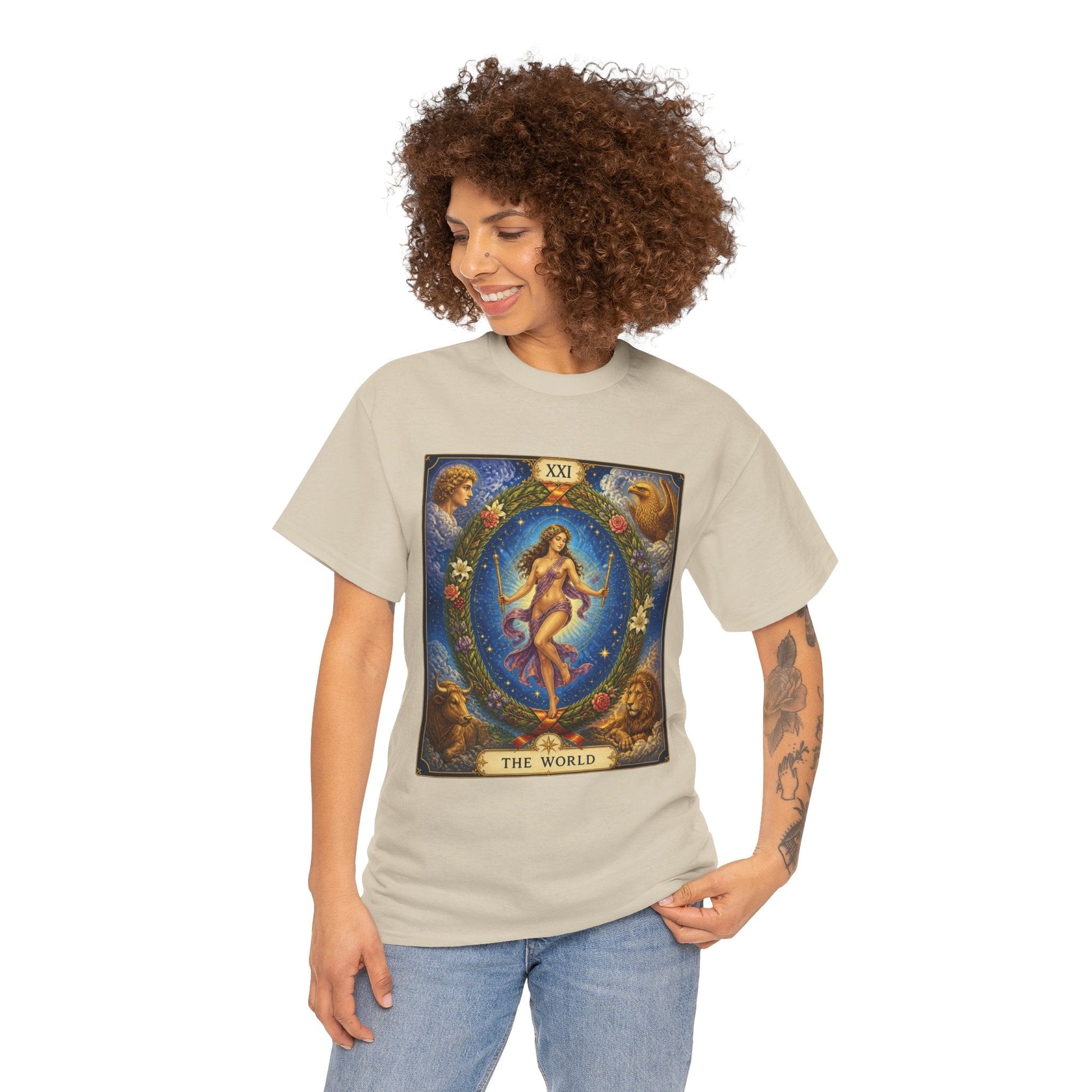 Tarot "The World" T-Shirt — Vintage Major Arcana Card Tee - T-Shirt - Printify