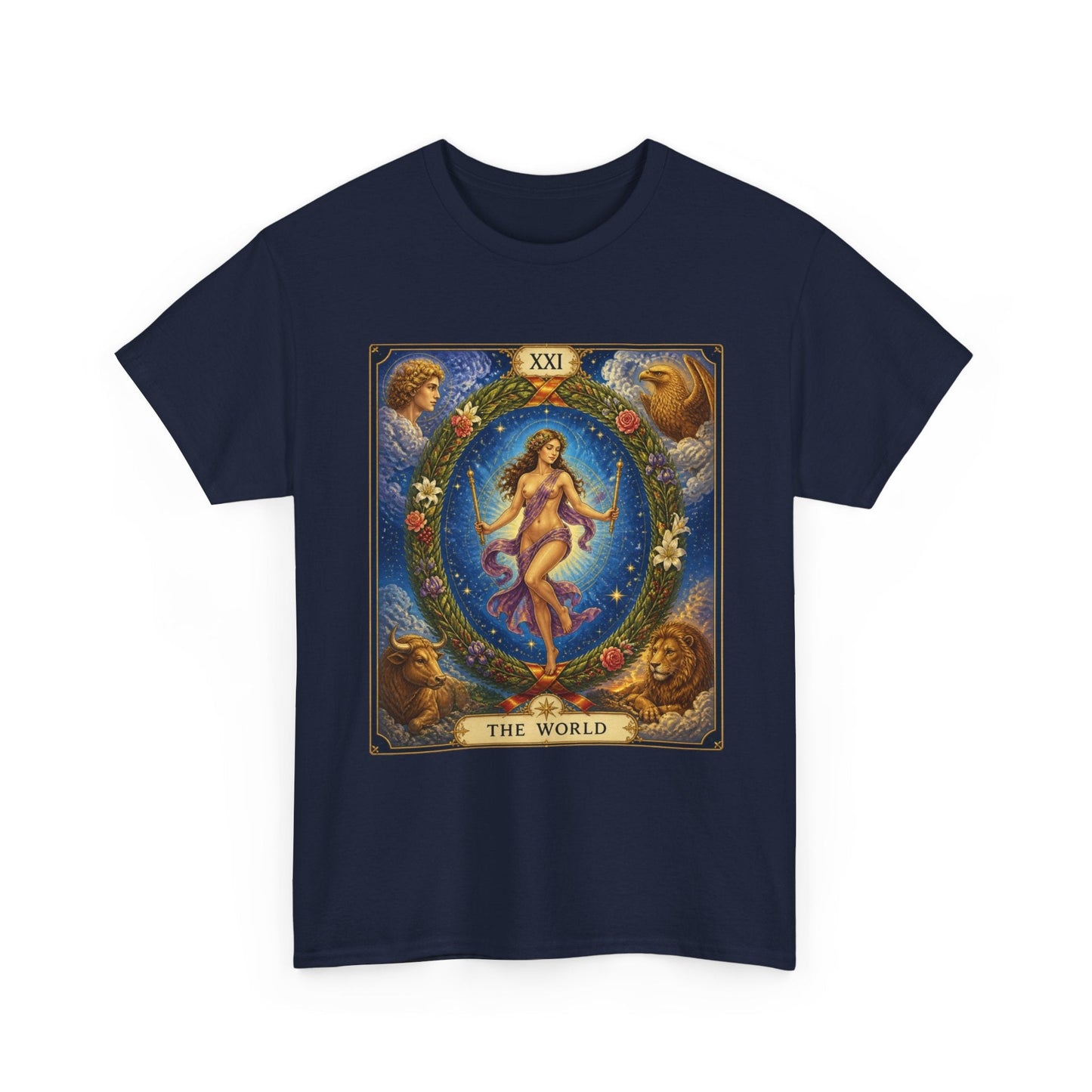 Tarot "The World" T-Shirt — Vintage Major Arcana Card Tee - T-Shirt - Printify