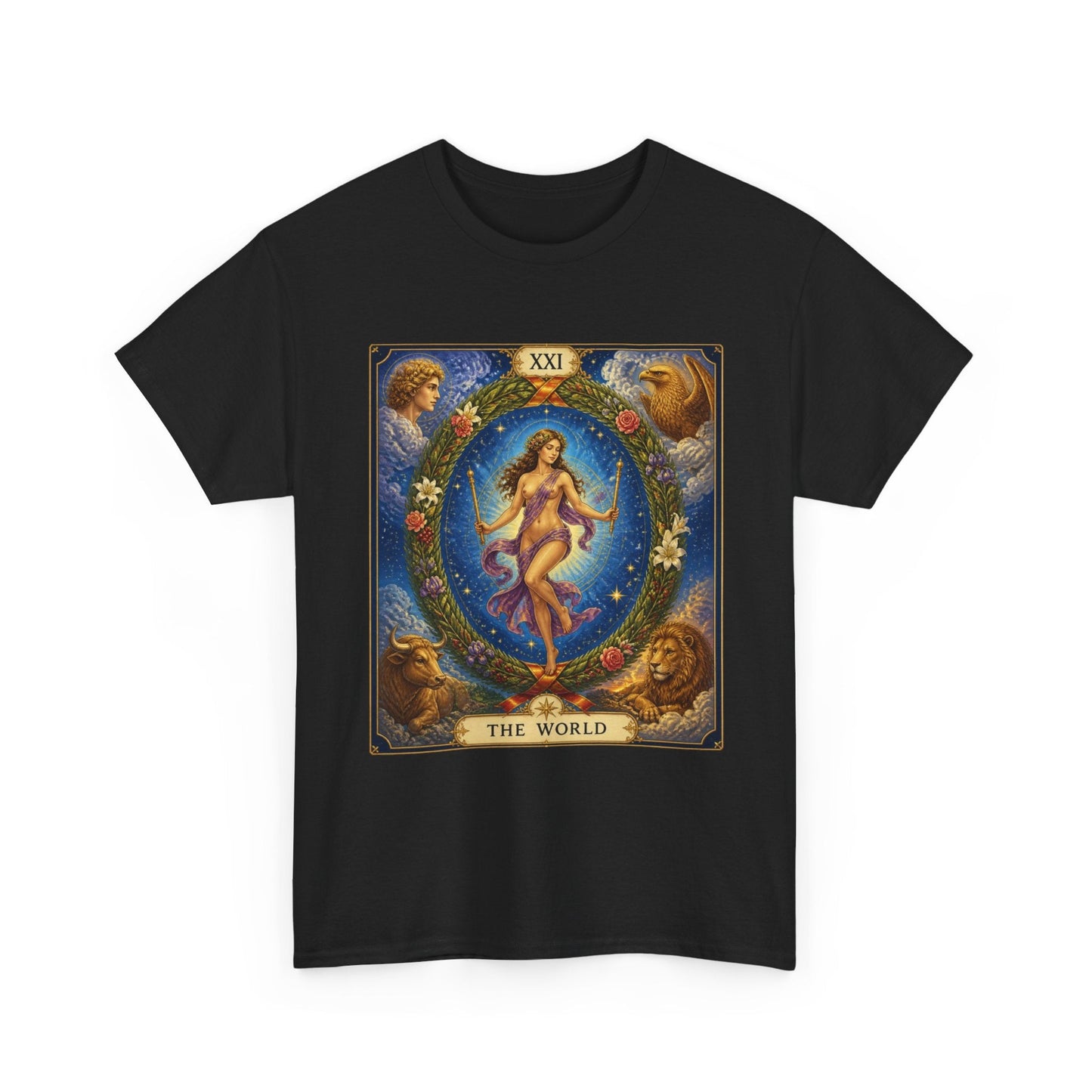 Tarot "The World" T-Shirt — Vintage Major Arcana Card Tee - T-Shirt - Printify