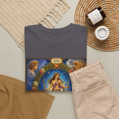 Tarot "The World" T-Shirt — Vintage Major Arcana Card Tee - T-Shirt - Printify