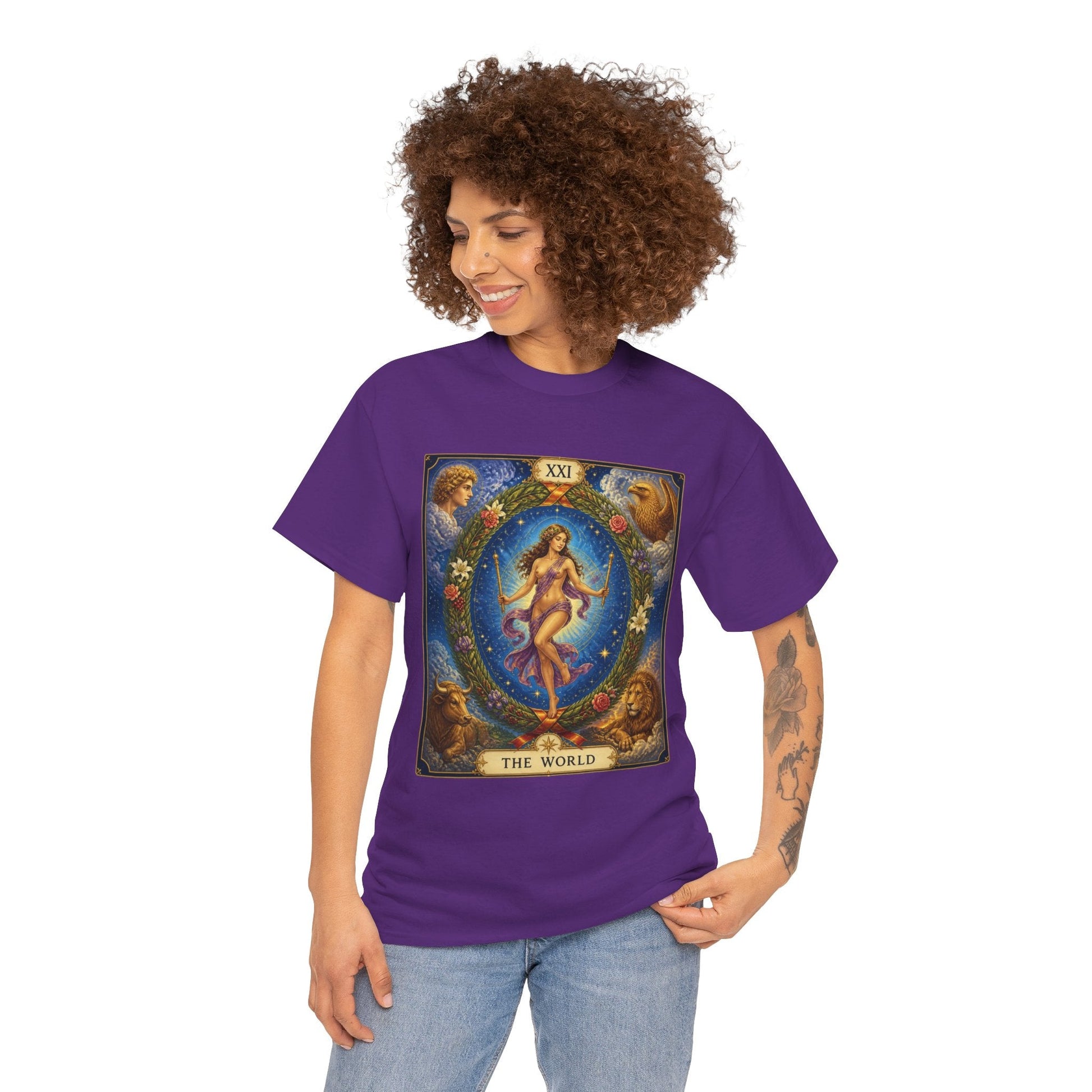 Tarot "The World" T-Shirt — Vintage Major Arcana Card Tee - T-Shirt - Printify