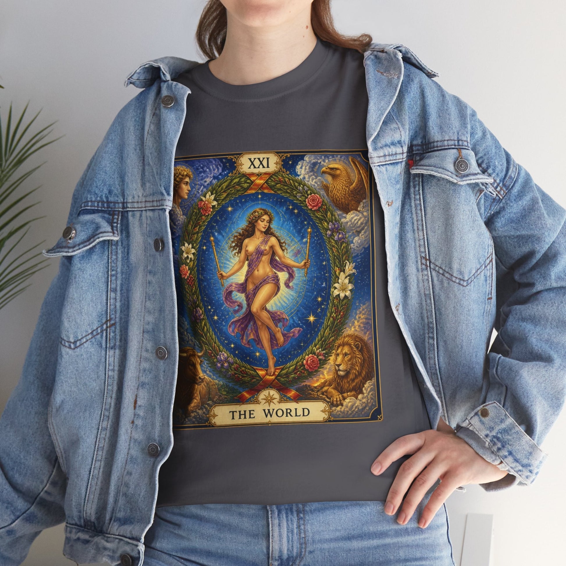 Tarot "The World" T-Shirt — Vintage Major Arcana Card Tee - T-Shirt - Printify