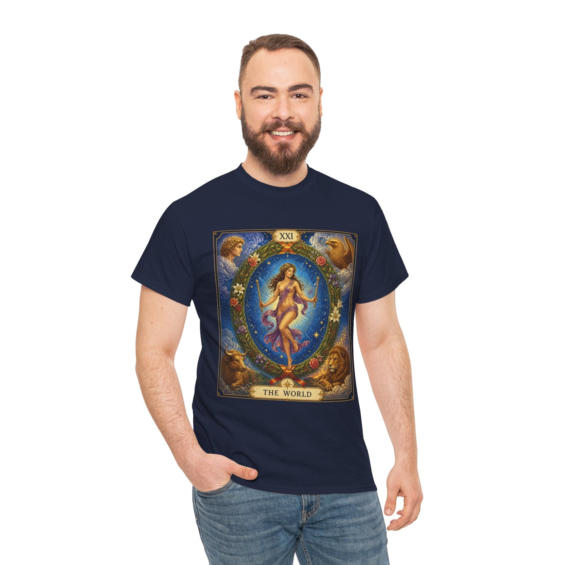 Tarot "The World" T-Shirt — Vintage Major Arcana Card Tee - T-Shirt - Printify
