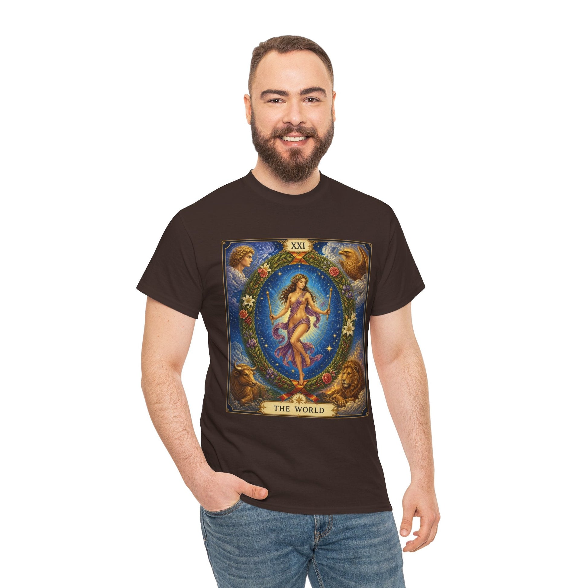 Tarot "The World" T-Shirt — Vintage Major Arcana Card Tee - T-Shirt - Printify