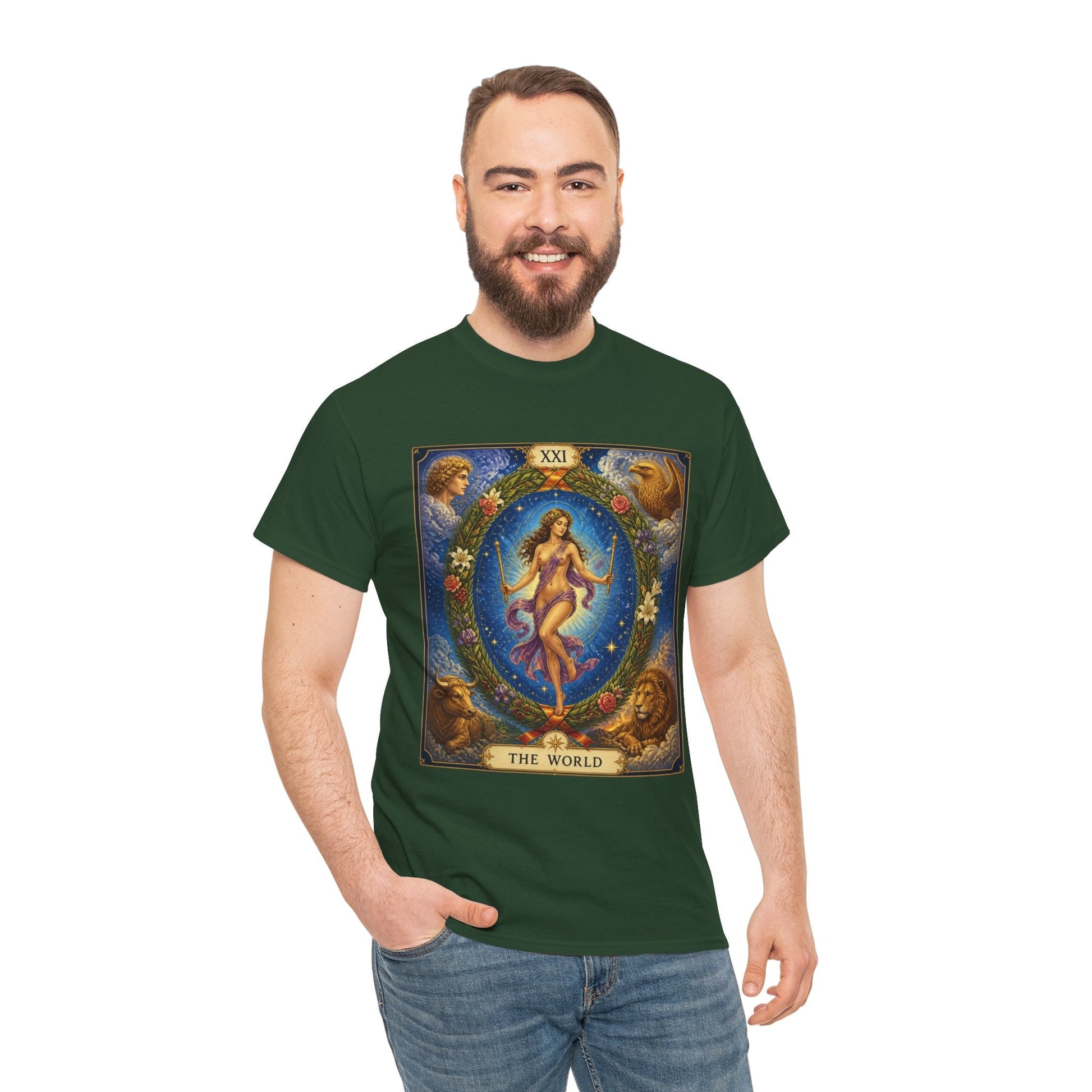 Tarot "The World" T-Shirt — Vintage Major Arcana Card Tee - T-Shirt - Printify