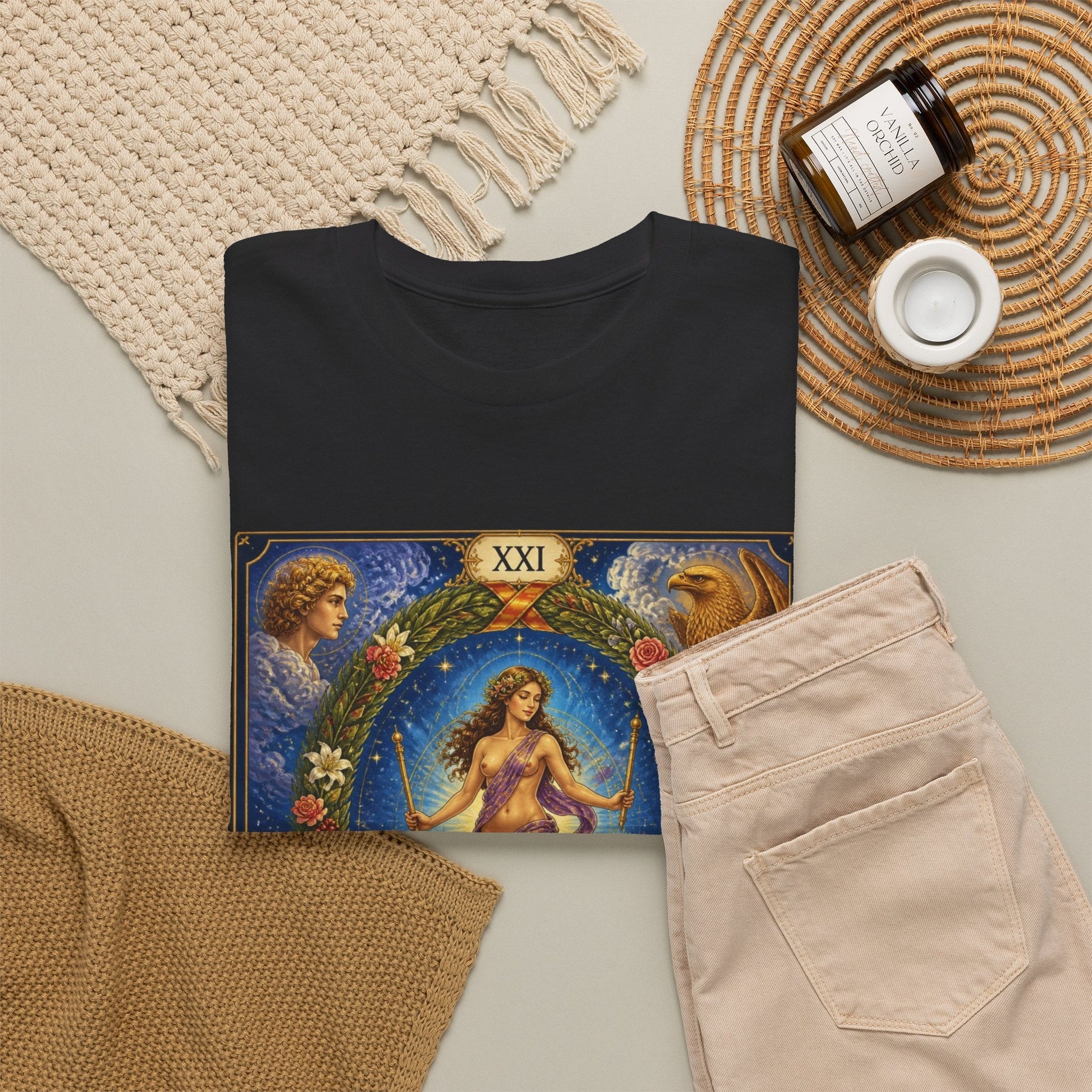 Tarot "The World" T-Shirt — Vintage Major Arcana Card Tee - T-Shirt - Printify