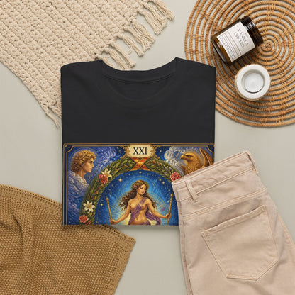 Tarot "The World" T-Shirt — Vintage Major Arcana Card Tee - T-Shirt - Printify