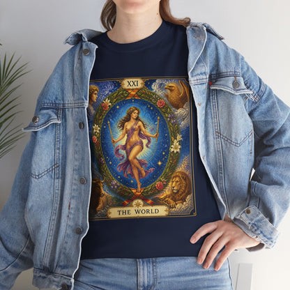 Tarot "The World" T-Shirt — Vintage Major Arcana Card Tee - T-Shirt - Printify