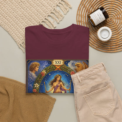 Tarot "The World" T-Shirt — Vintage Major Arcana Card Tee - T-Shirt - Printify