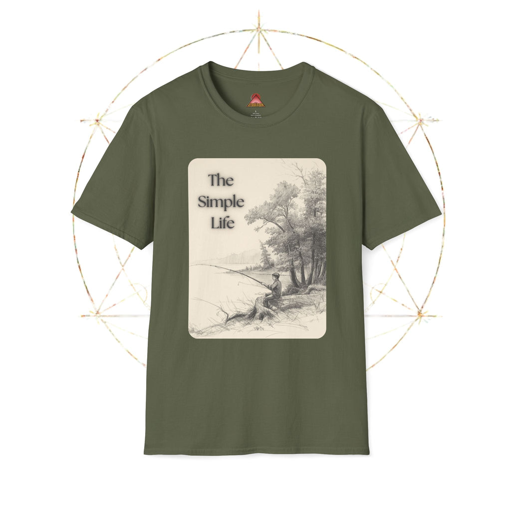 The Simple Life T-Shirt | Vintage Lake Fishing Scene, Retro Nature Illustration - Erudition Designs