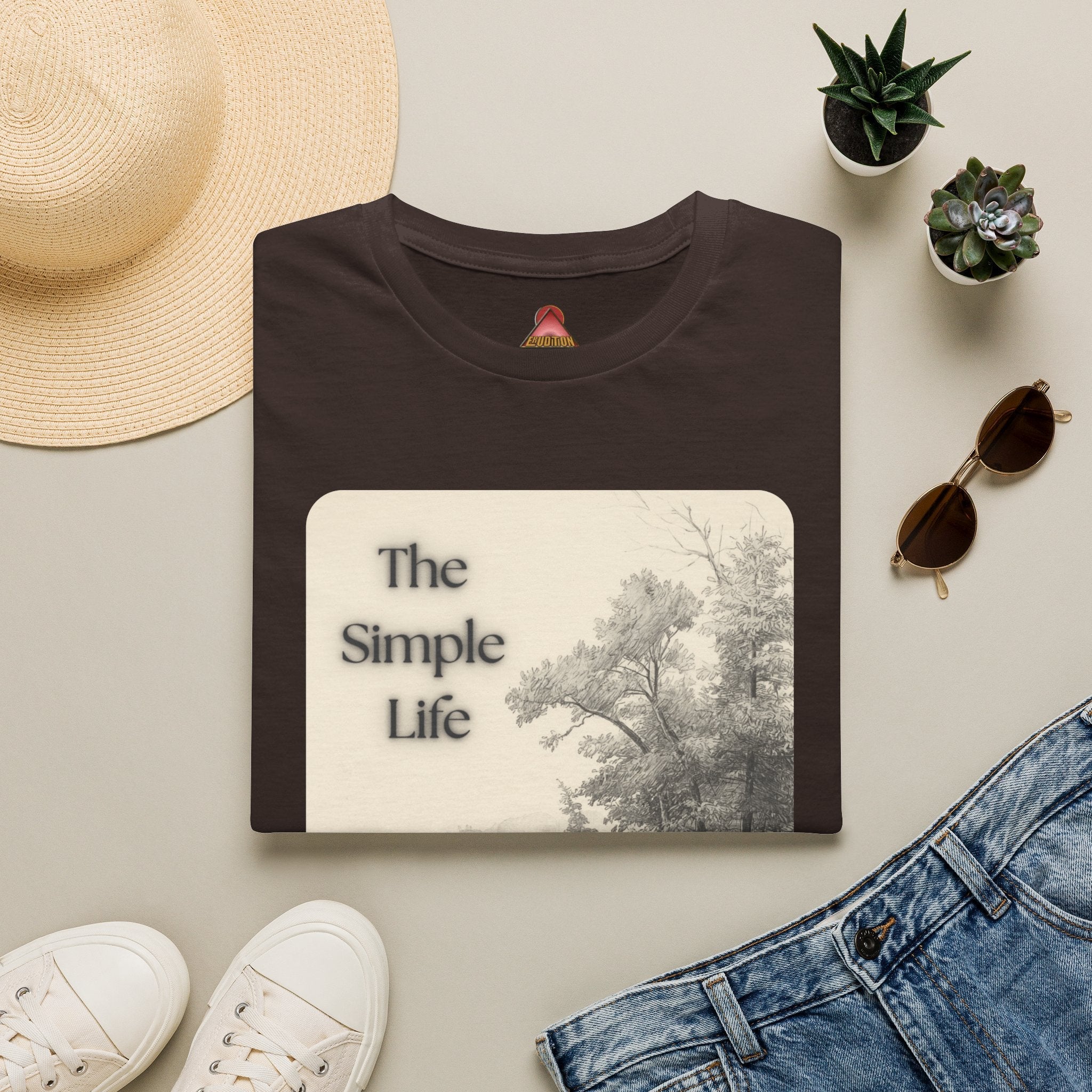 The Simple Life T-Shirt | Vintage Lake Fishing Scene, Retro Nature Illustration - Erudition Designs