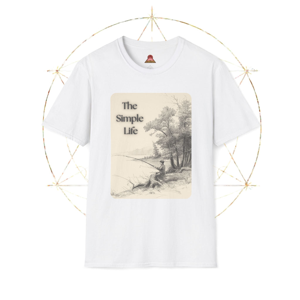 The Simple Life T-Shirt | Vintage Lake Fishing Scene, Retro Nature Illustration - Erudition Designs
