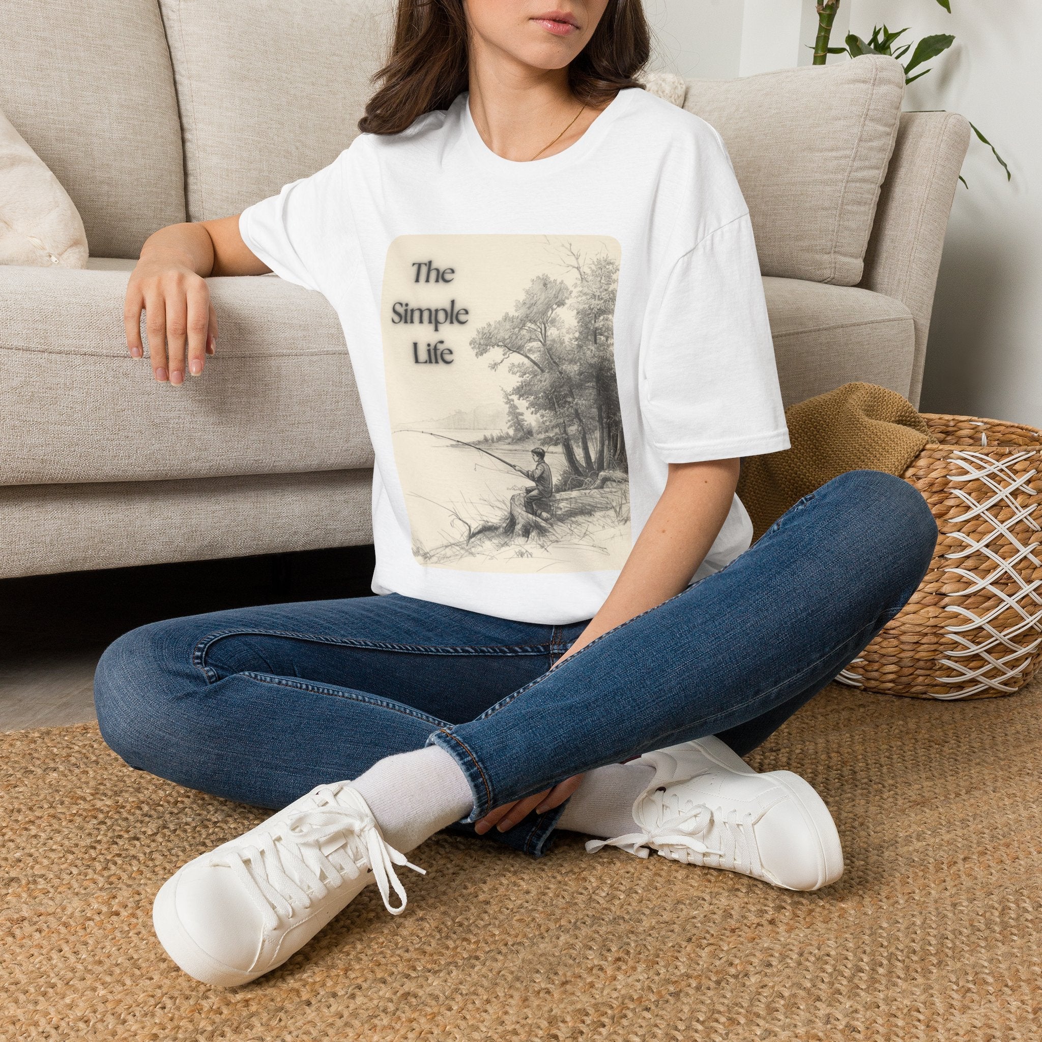 The Simple Life T-Shirt | Vintage Lake Fishing Scene, Retro Nature Illustration - Erudition Designs