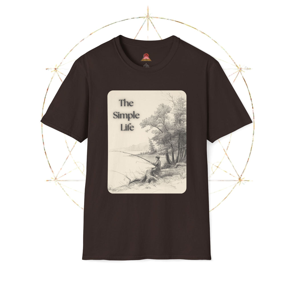 The Simple Life T-Shirt | Vintage Lake Fishing Scene, Retro Nature Illustration - Erudition Designs