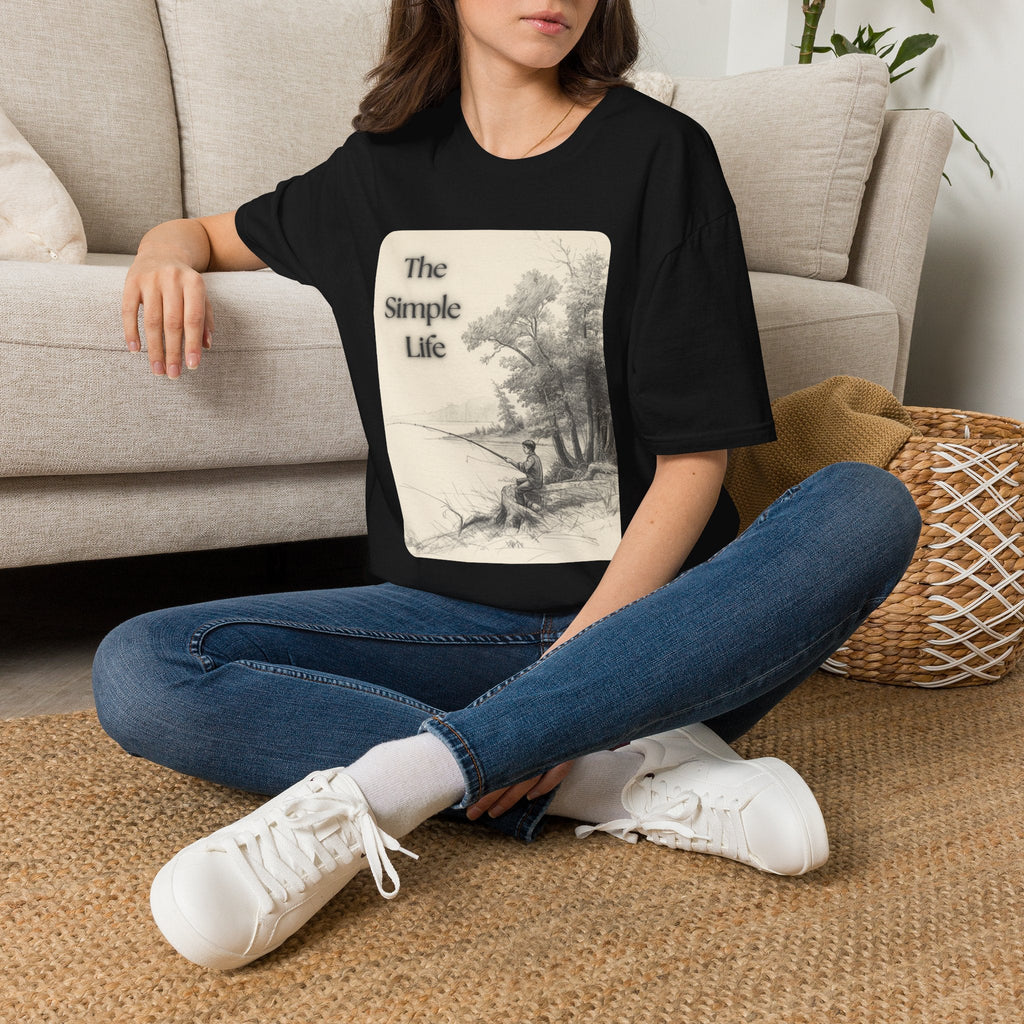 The Simple Life T-Shirt | Vintage Lake Fishing Scene, Retro Nature Illustration - Erudition Designs