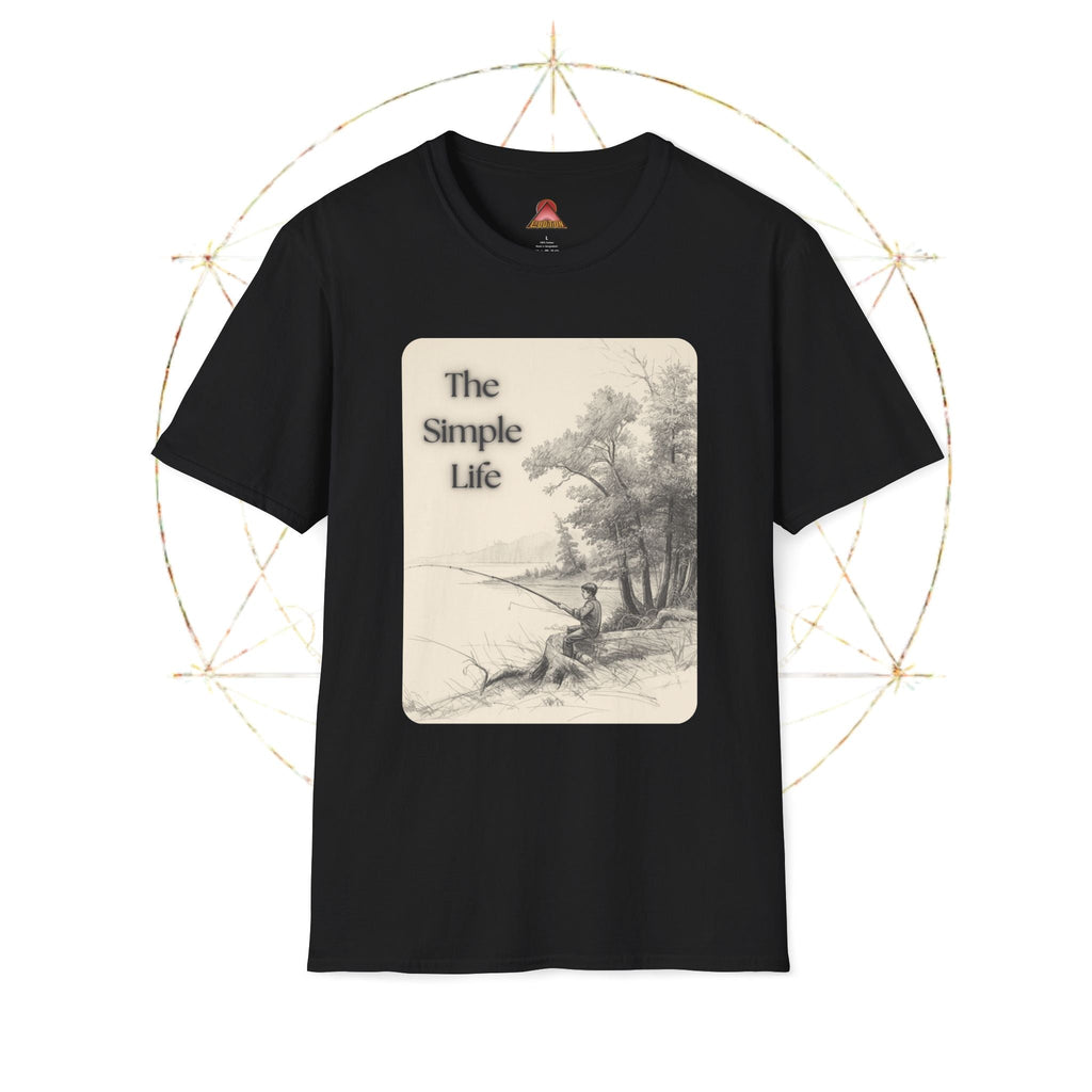 The Simple Life T-Shirt | Vintage Lake Fishing Scene, Retro Nature Illustration - Erudition Designs