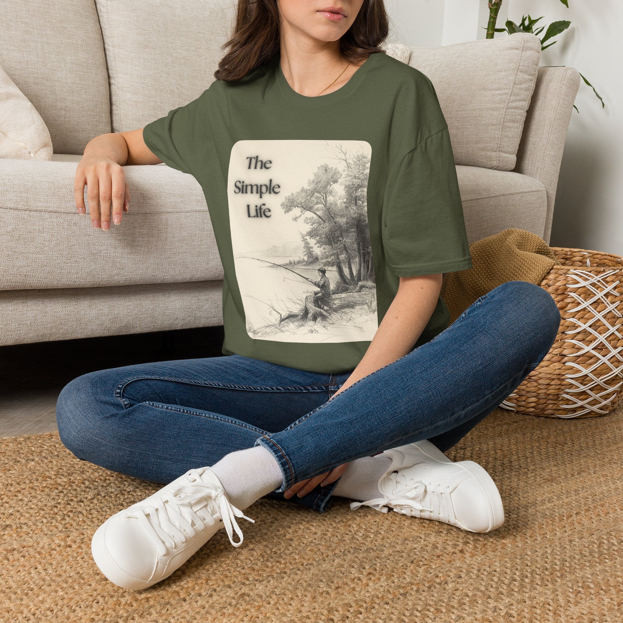 The Simple Life T-Shirt | Vintage Lake Fishing Scene, Retro Nature Illustration - Erudition Designs