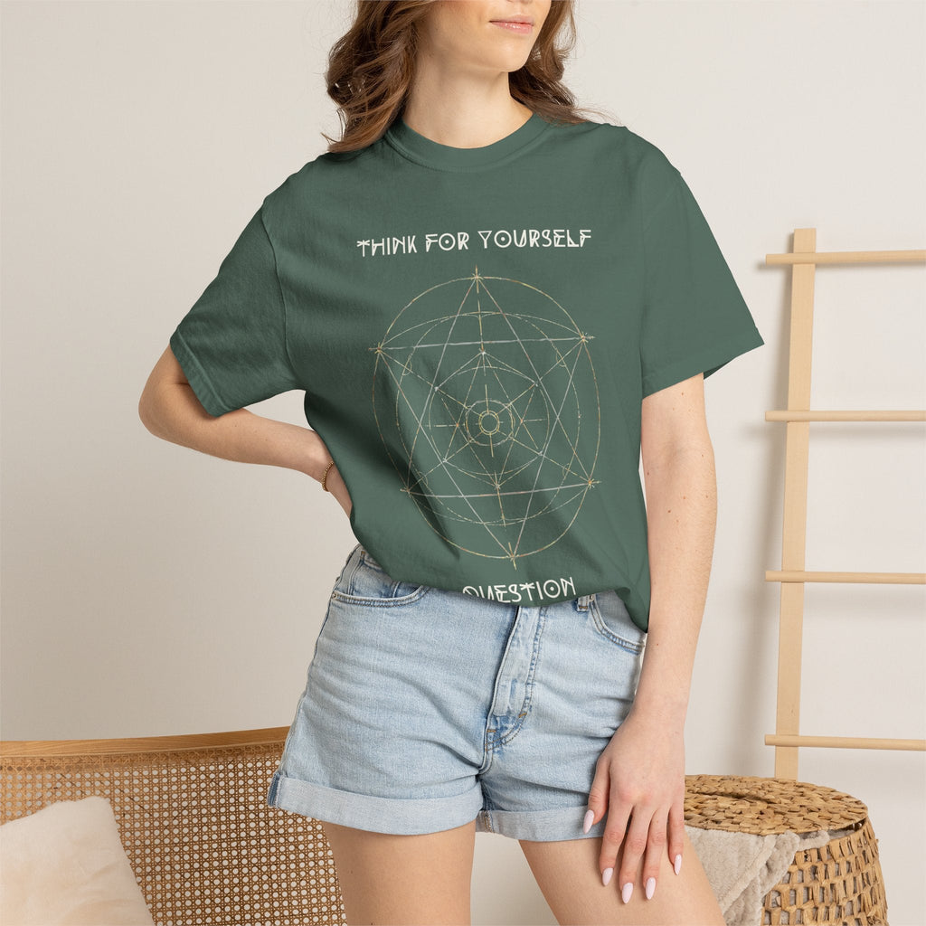 Think For Yourself geometric sacred geometry design T-Shirt | Question Authority - Erudition Designs