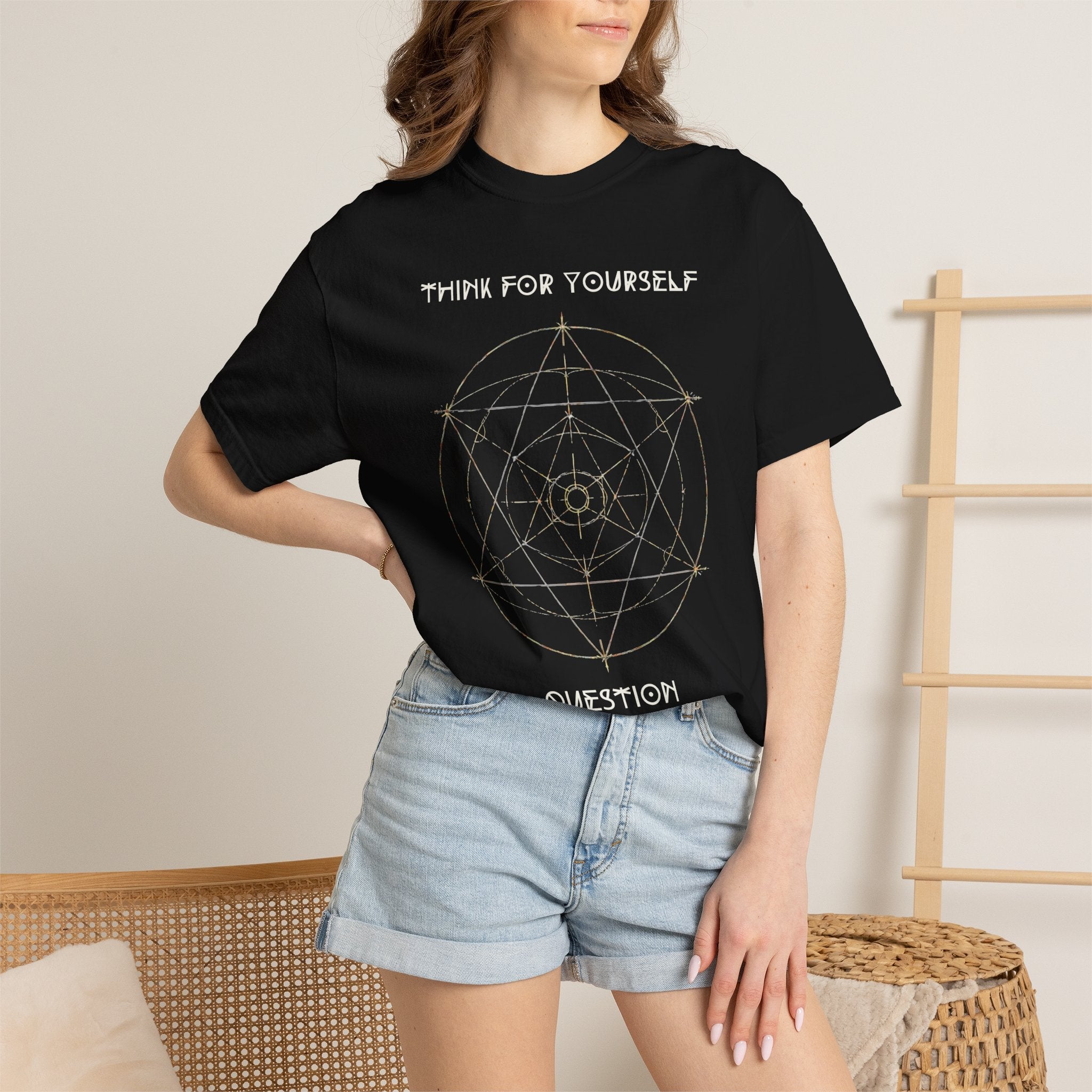 Think For Yourself geometric sacred geometry design T-Shirt | Question Authority - Erudition Designs