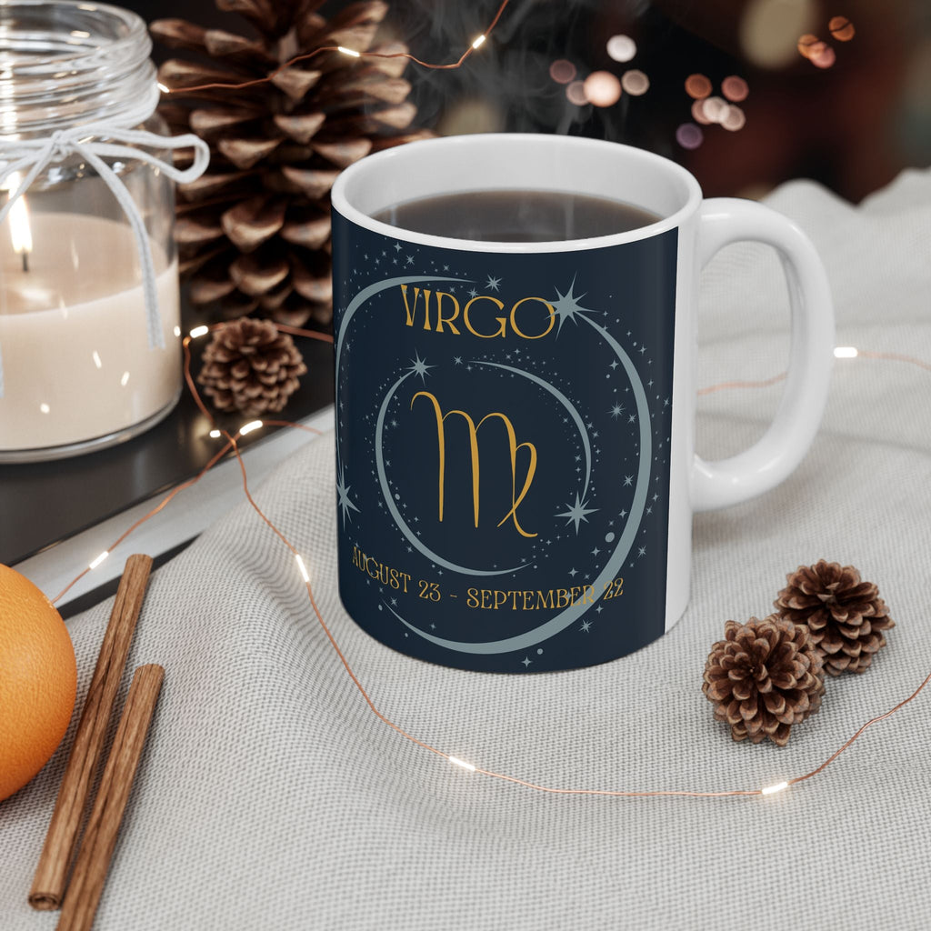 Virgo Constellation Ceramic Mug — Zodiac Astrology Coffee Cup (August–September) - Erudition Designs