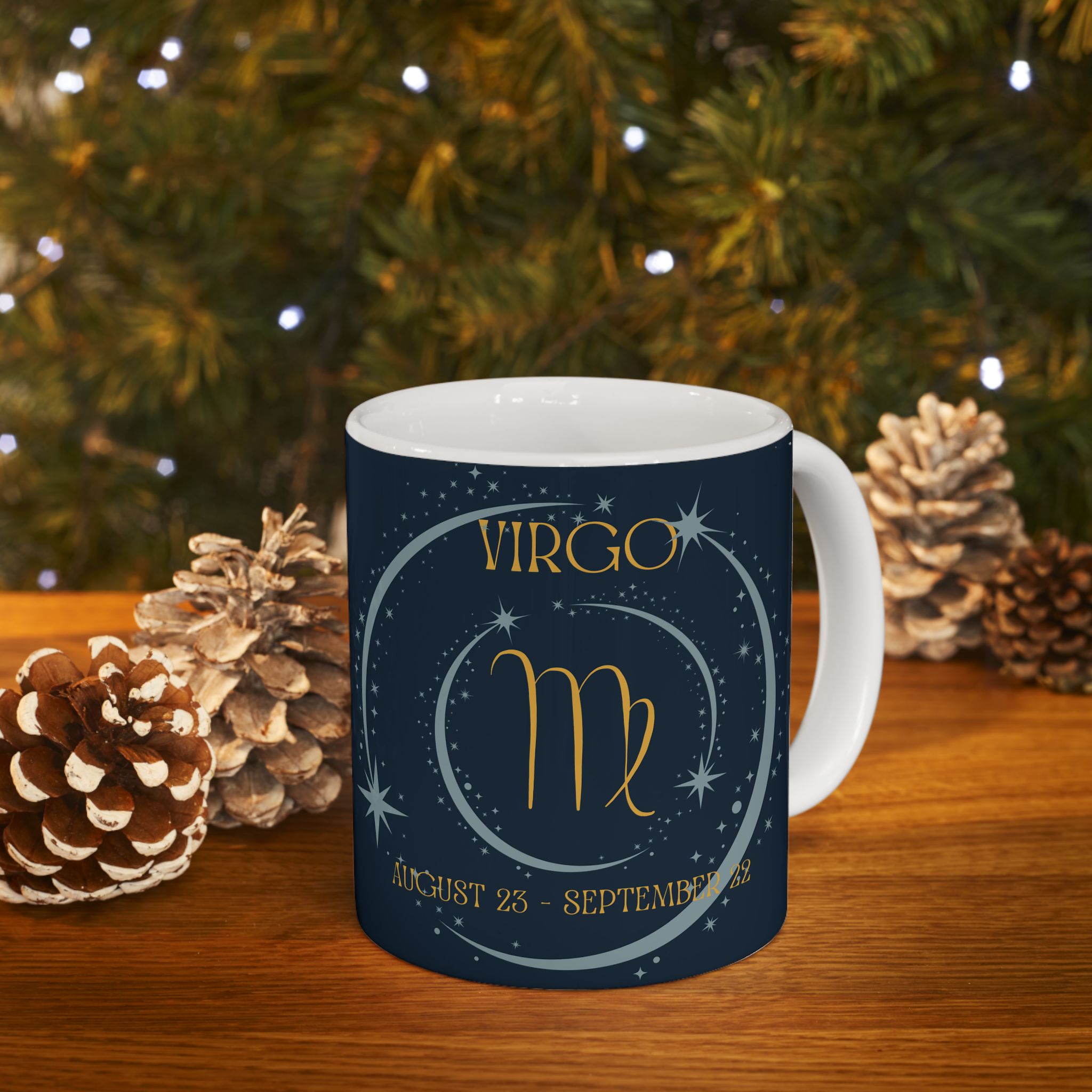 Virgo Constellation Ceramic Mug — Zodiac Astrology Coffee Cup (August–September) - Erudition Designs