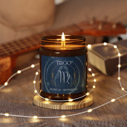 Virgo Zodiac Soy Candle — Amber Jar Scented Candle (Birthday Gift) - Home Decor - Printify