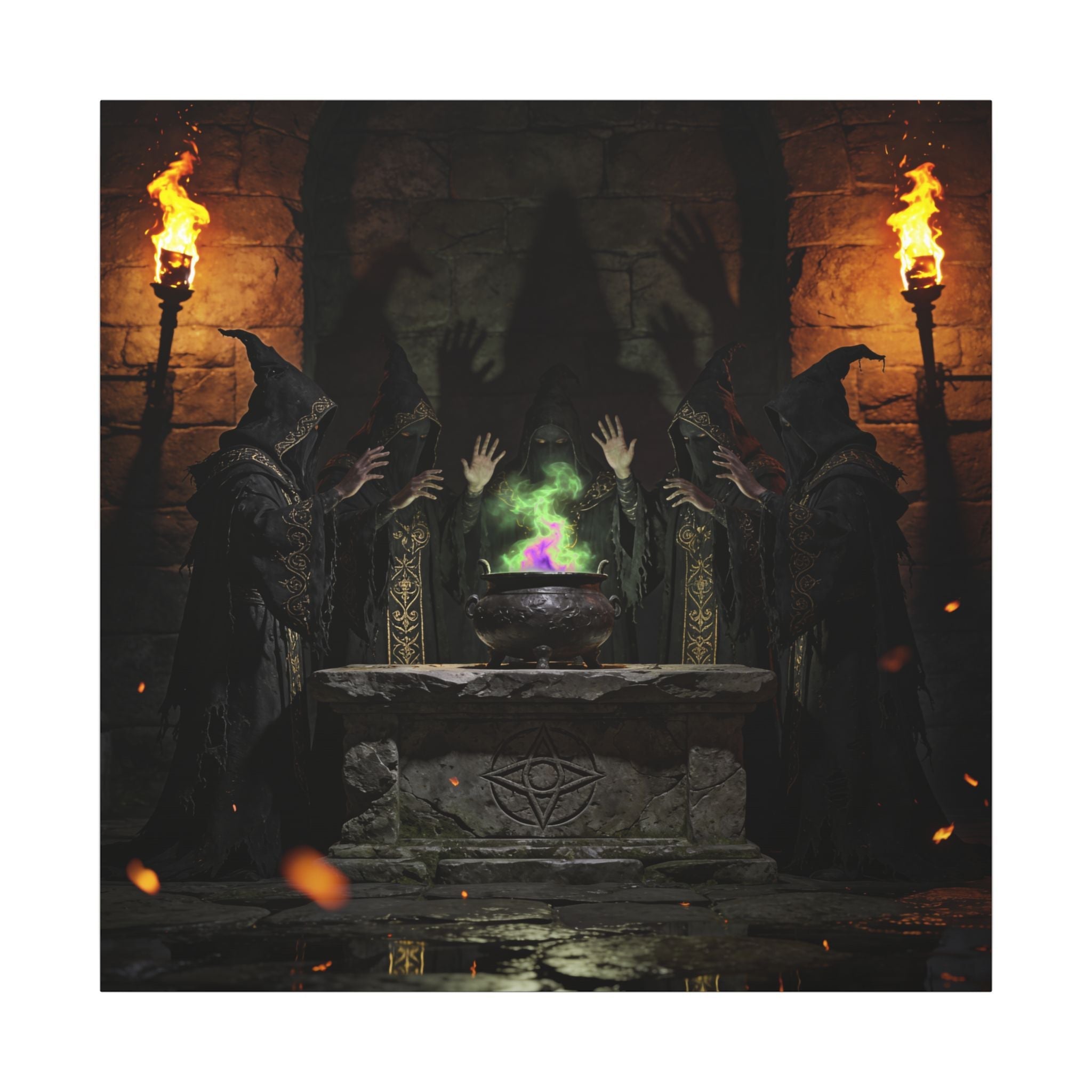 Witch Coven Ritual Canvas Wall Art - Erudition Designs