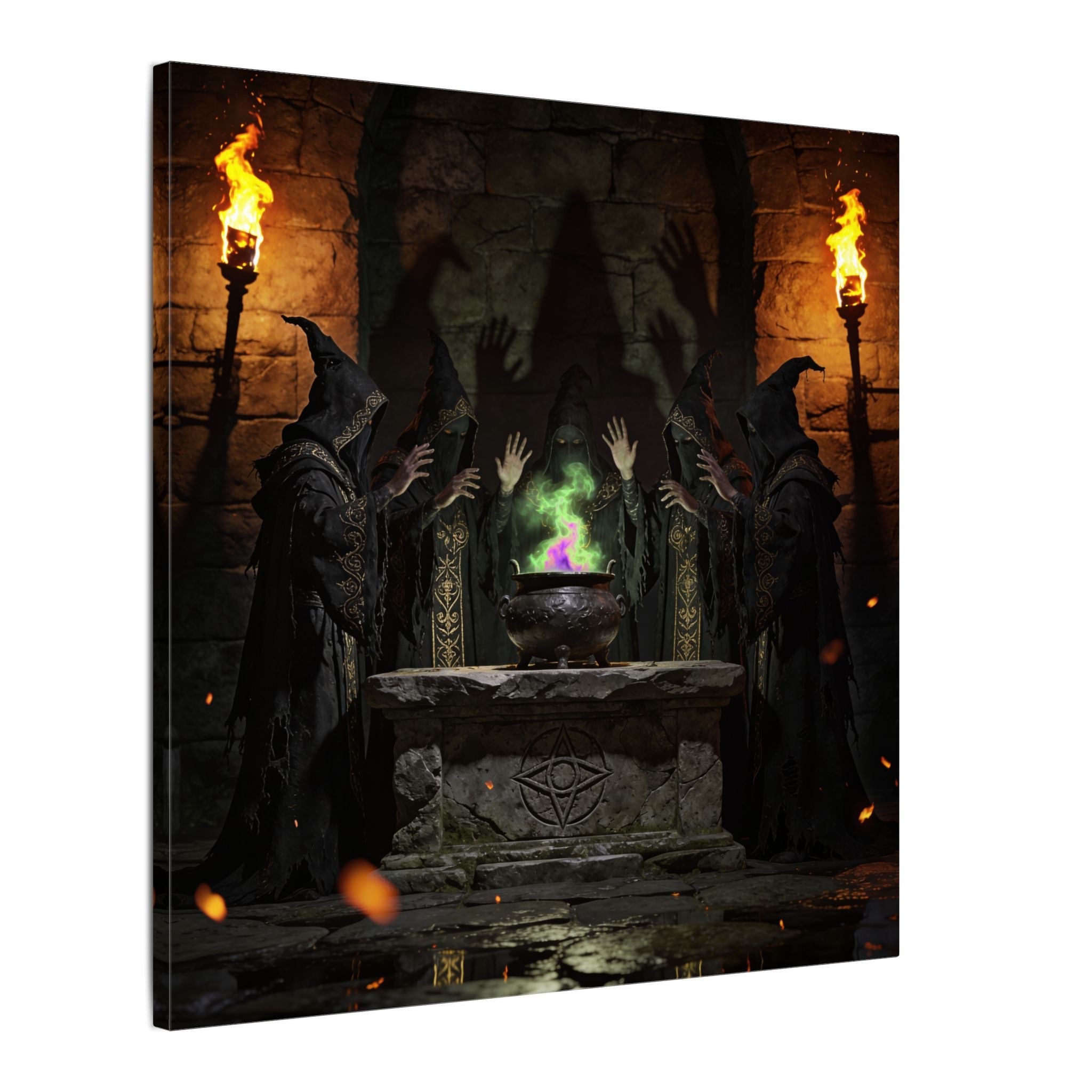 Witch Coven Ritual Canvas Wall Art - Erudition Designs