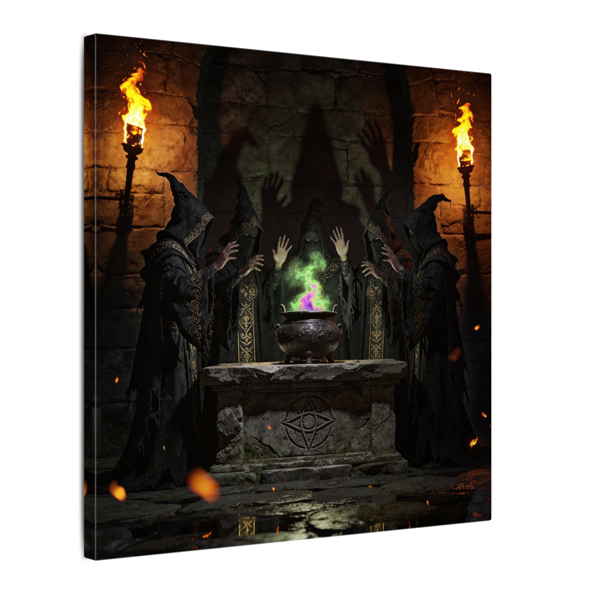 Witch Coven Ritual Canvas Wall Art - Erudition Designs