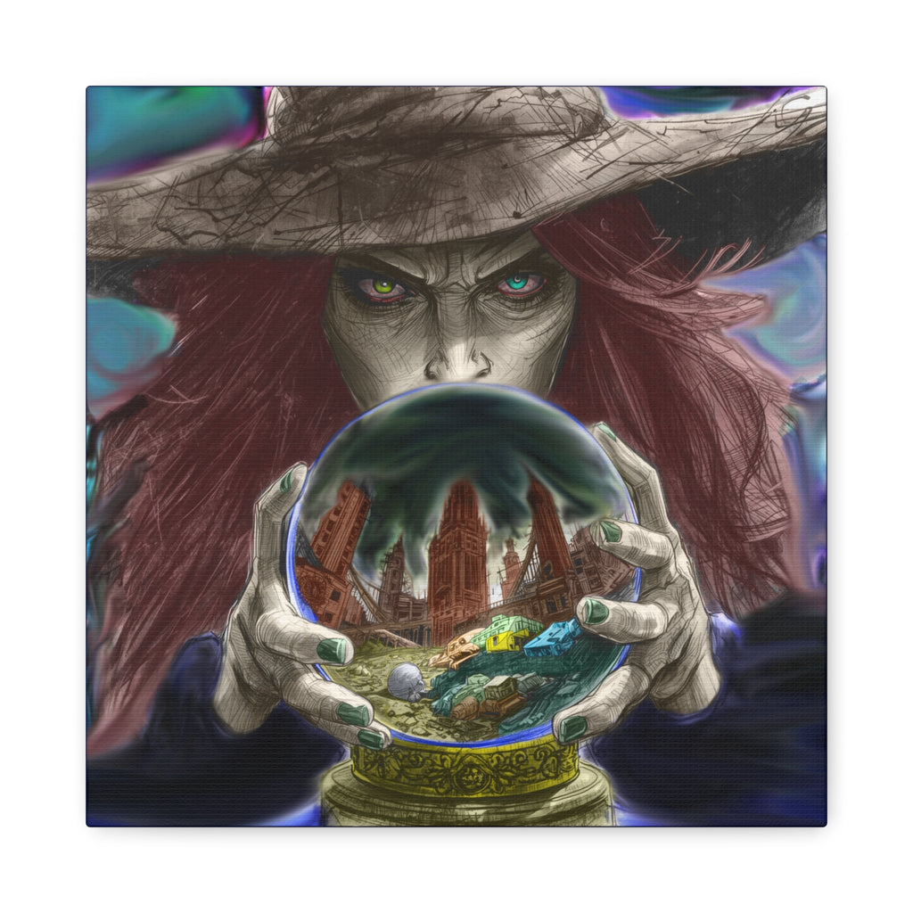 Witch with Crystal Ball Matte Canvas Wall Art - Erudition Designs