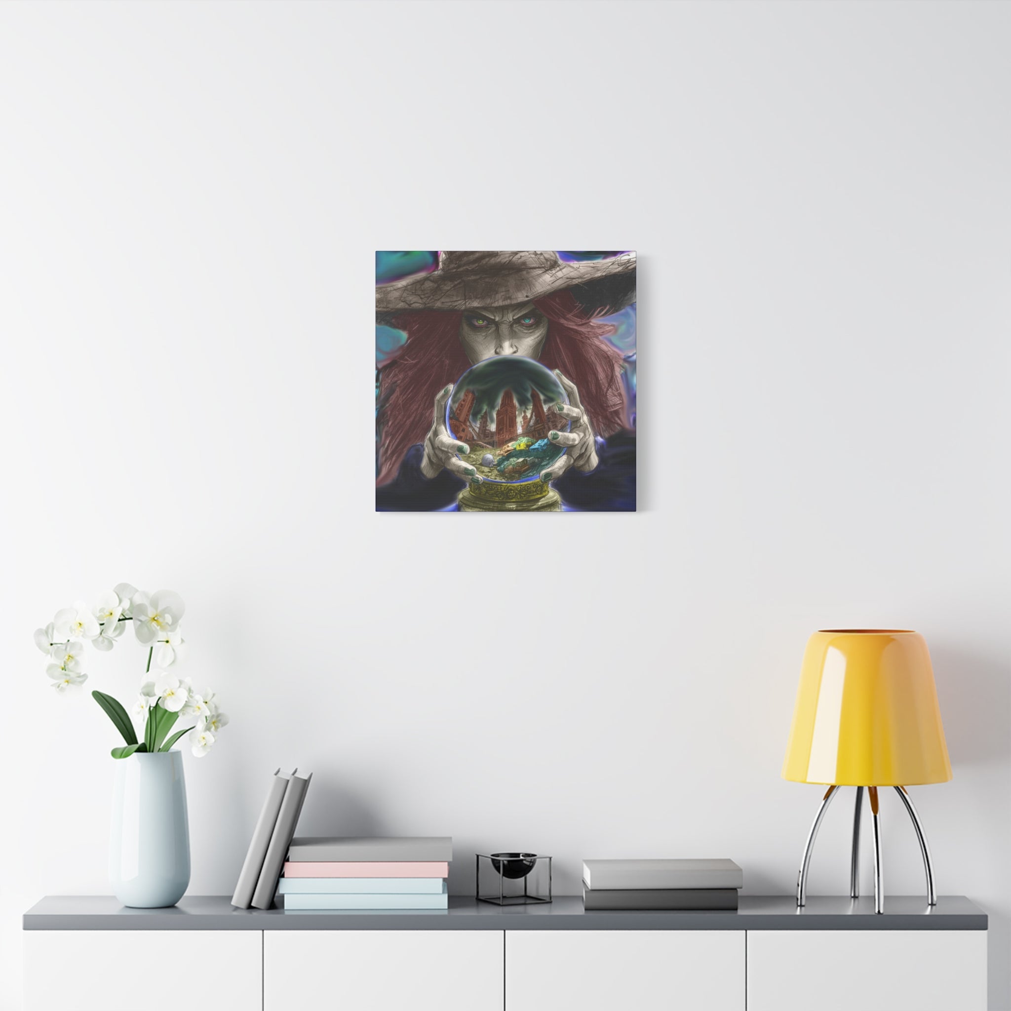 Witch with Crystal Ball Matte Canvas Wall Art - Erudition Designs