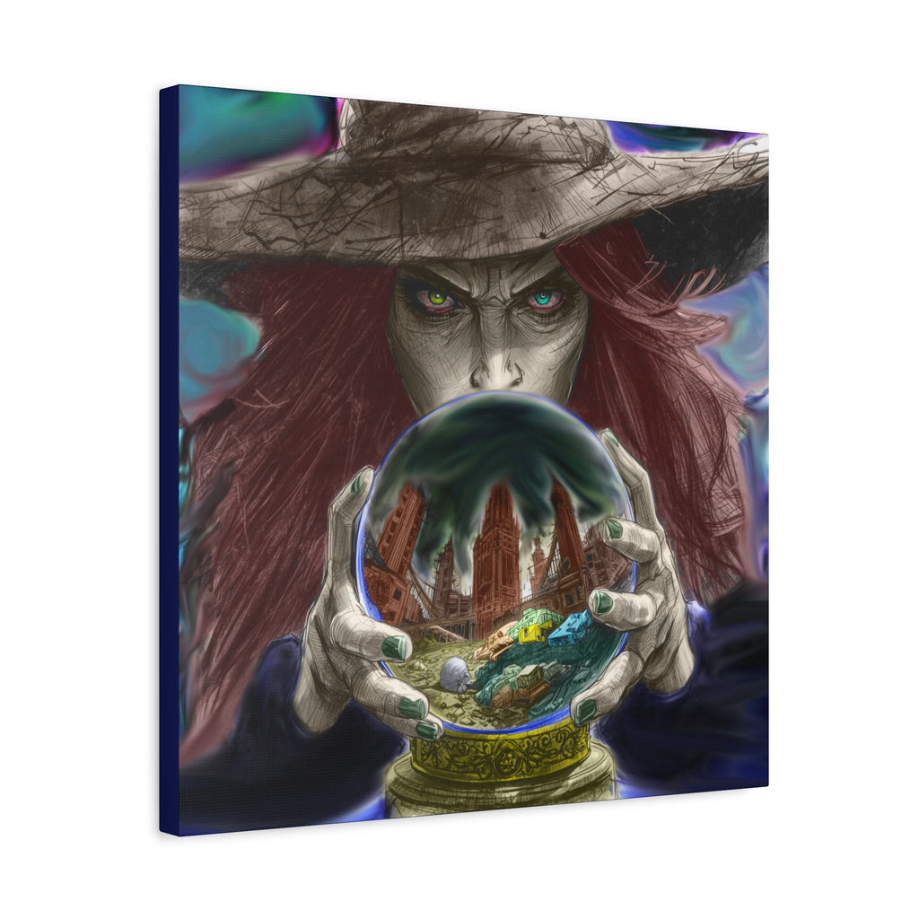 Witch with Crystal Ball Matte Canvas Wall Art - Erudition Designs