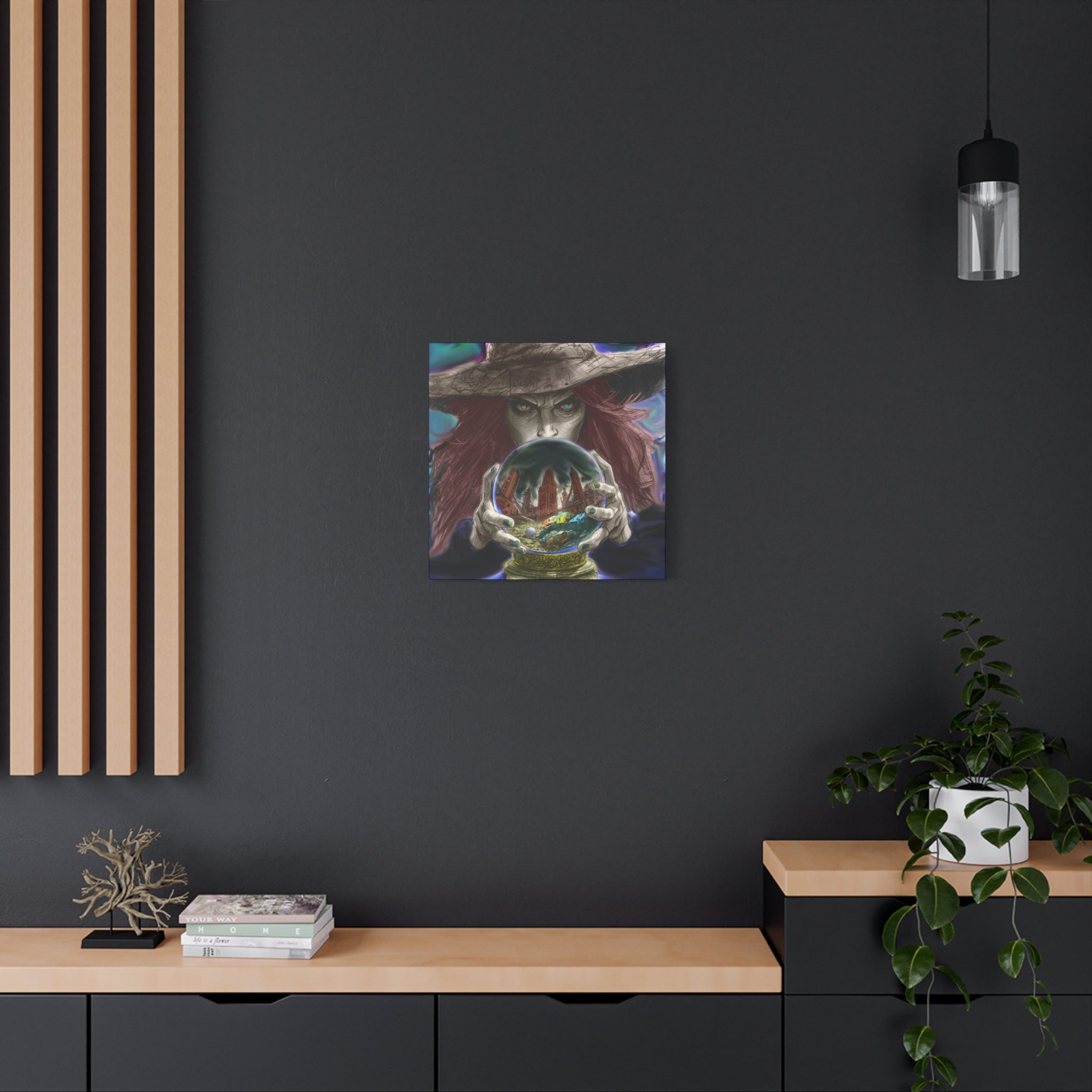 Witch with Crystal Ball Matte Canvas Wall Art - Erudition Designs
