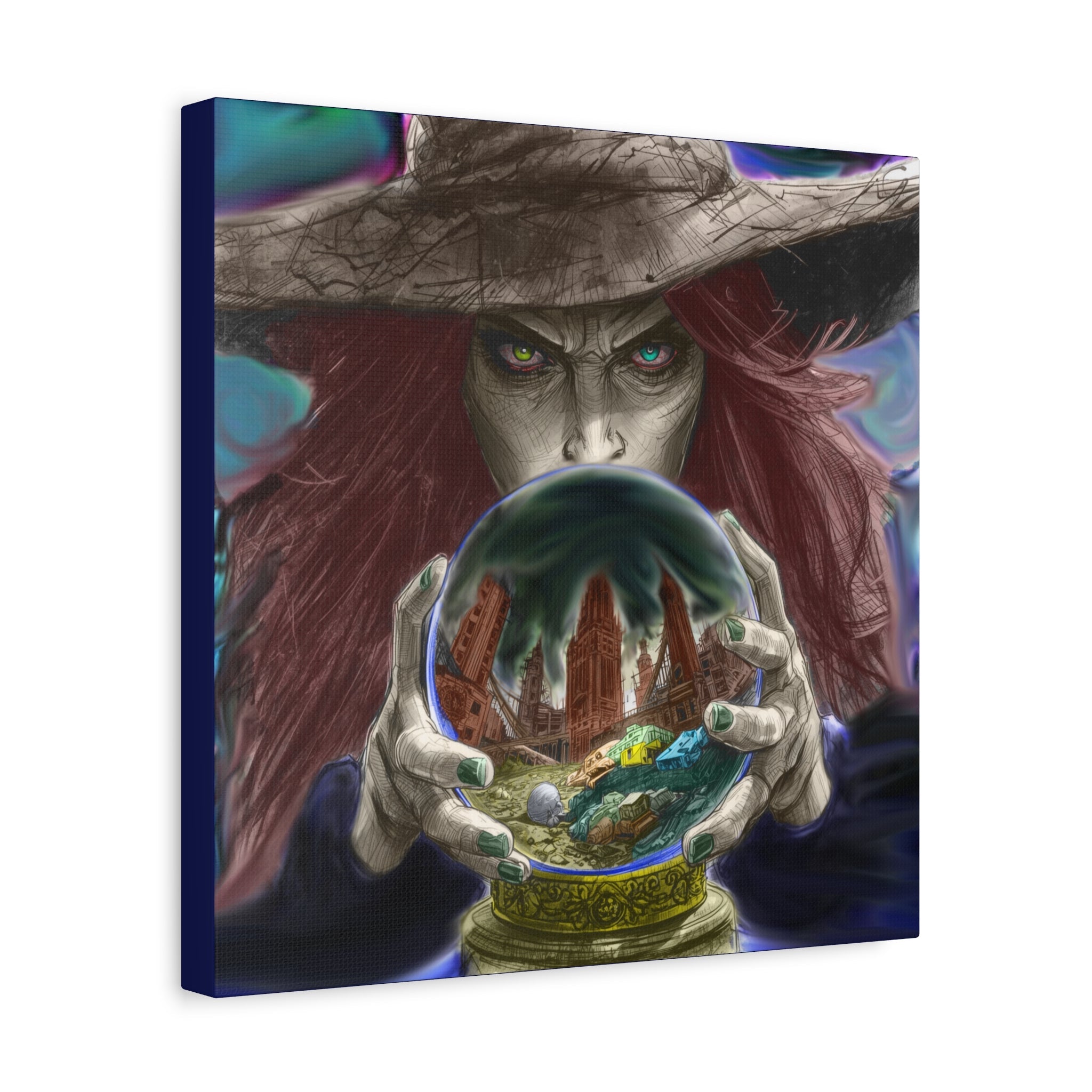 Witch with Crystal Ball Matte Canvas Wall Art - Erudition Designs