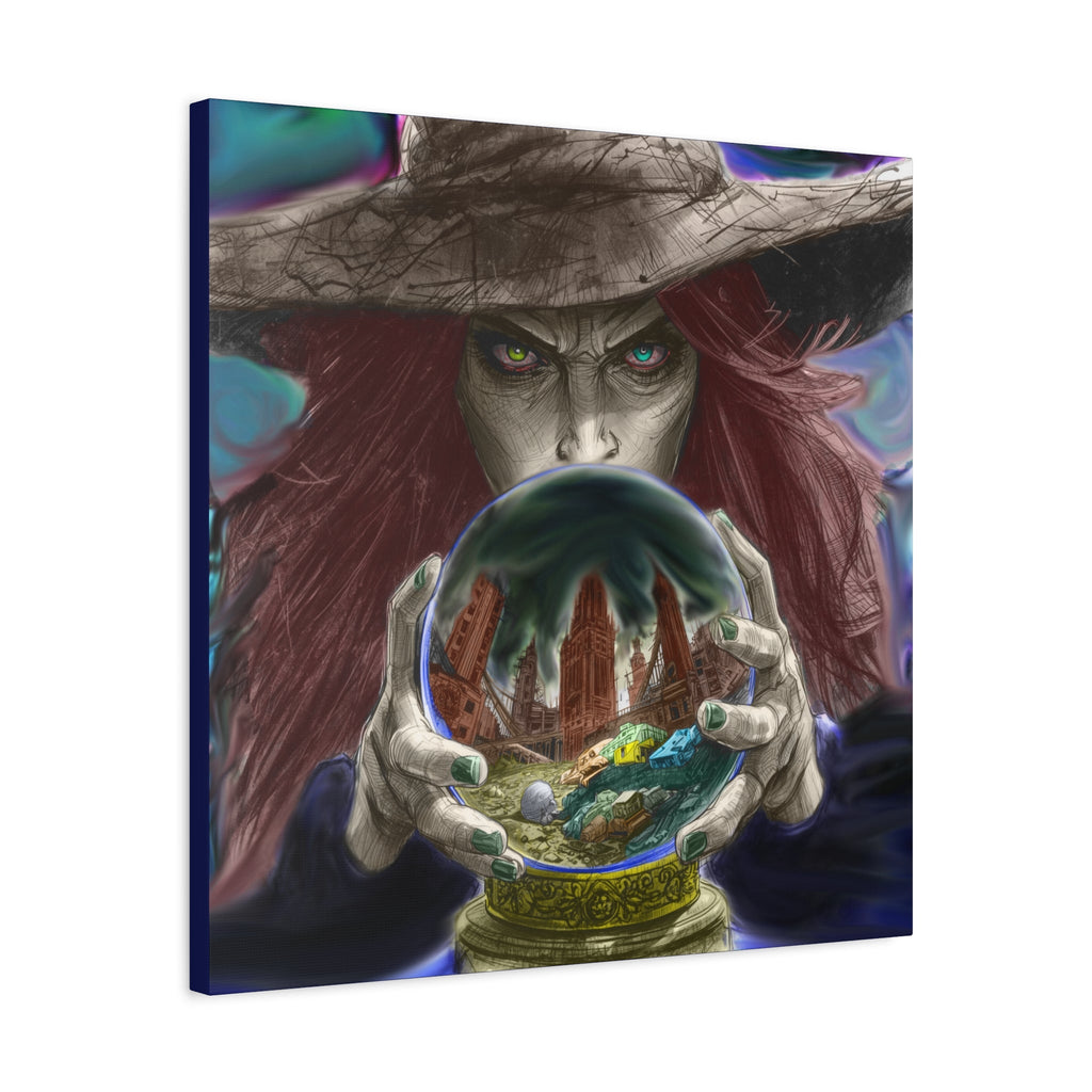 Witch with Crystal Ball Matte Canvas Wall Art - Erudition Designs
