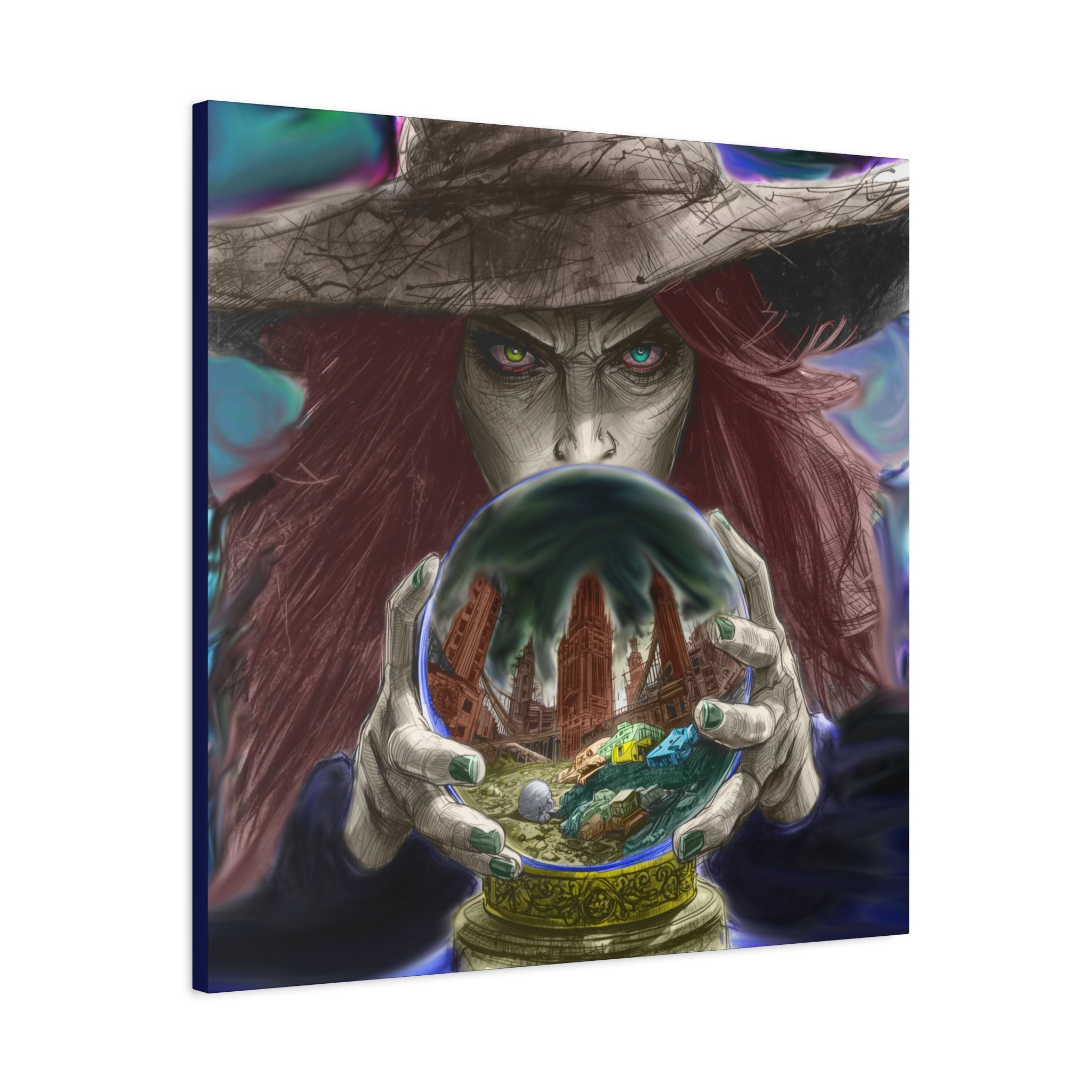 Witch with Crystal Ball Matte Canvas Wall Art - Erudition Designs
