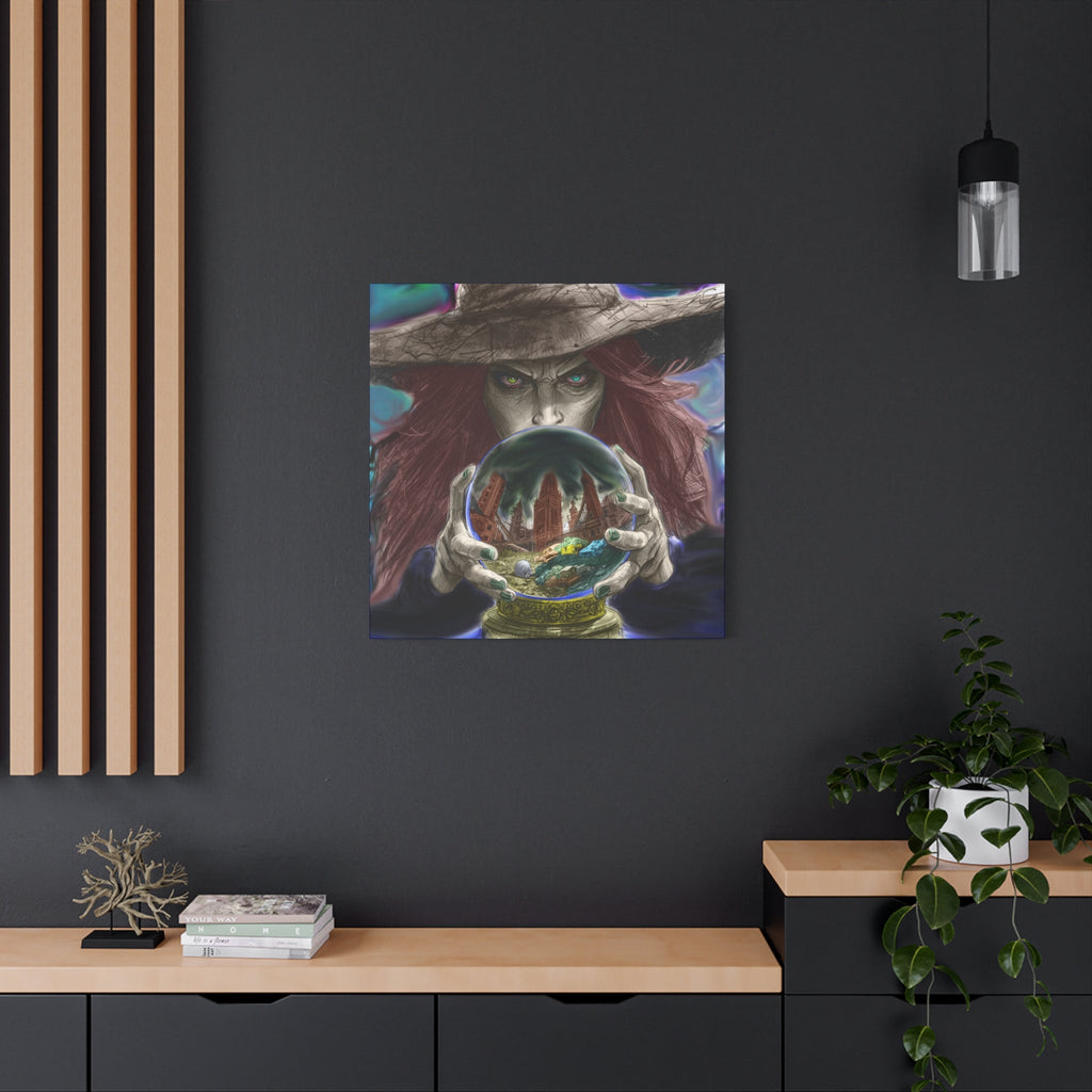 Witch with Crystal Ball Matte Canvas Wall Art - Erudition Designs