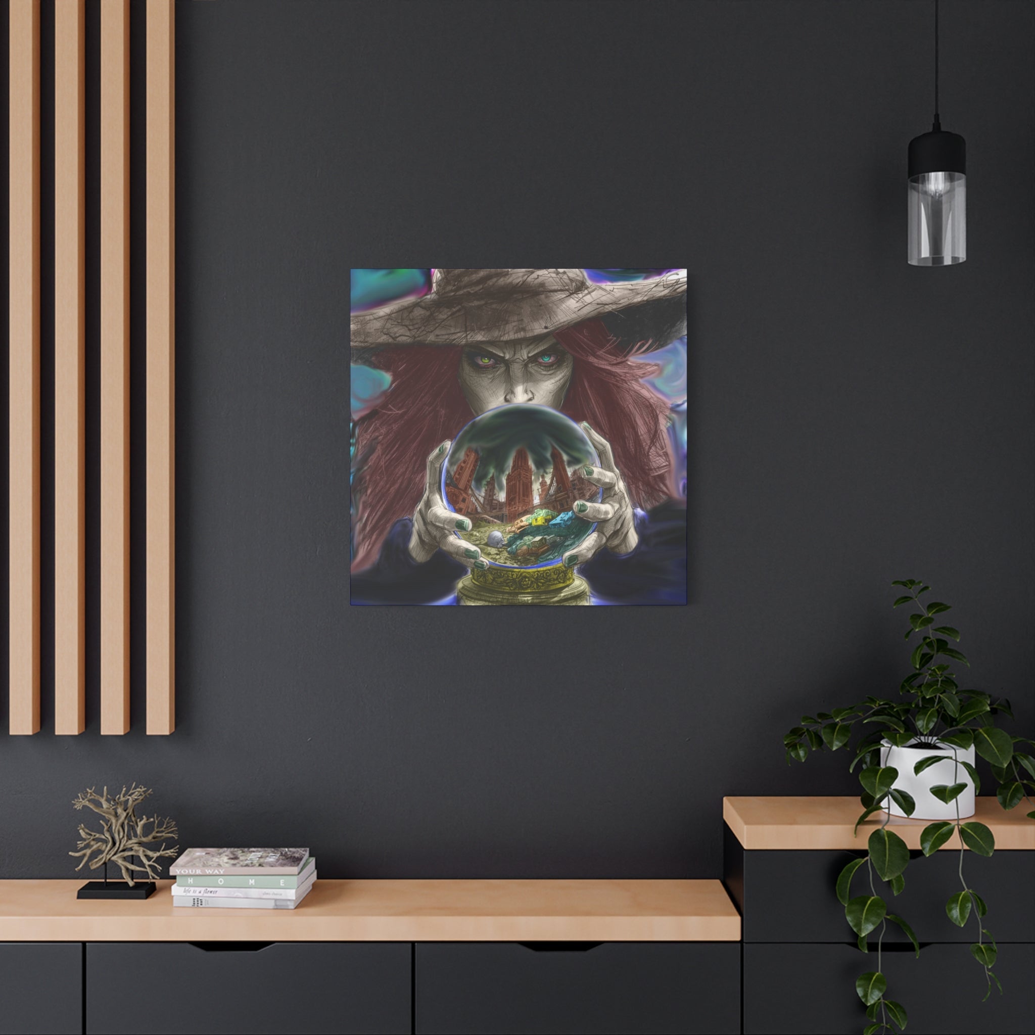 Witch with Crystal Ball Matte Canvas Wall Art - Erudition Designs